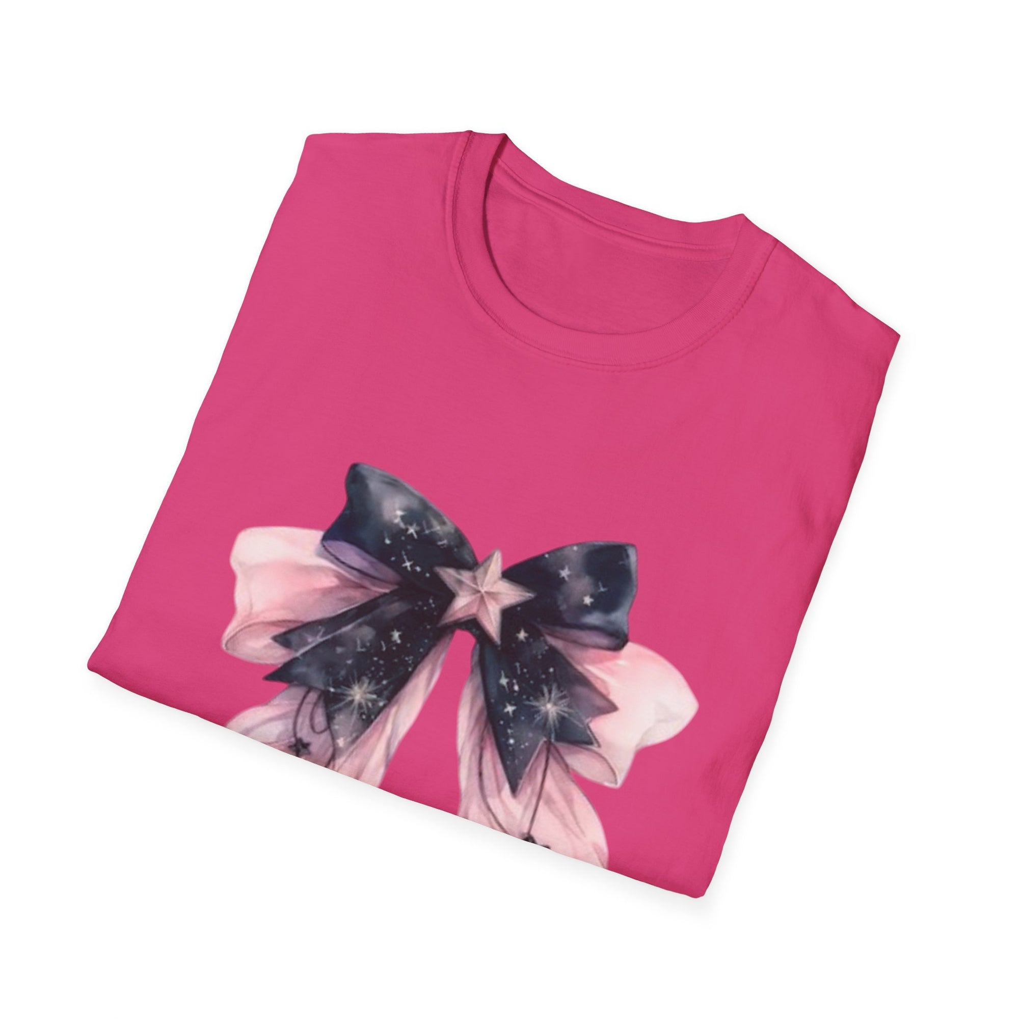 Whimsical Starry Bow T-Shirt, Cute Graphic Tee, Casual Wear, Gift for Her, Summer Fashion, Birthday Present