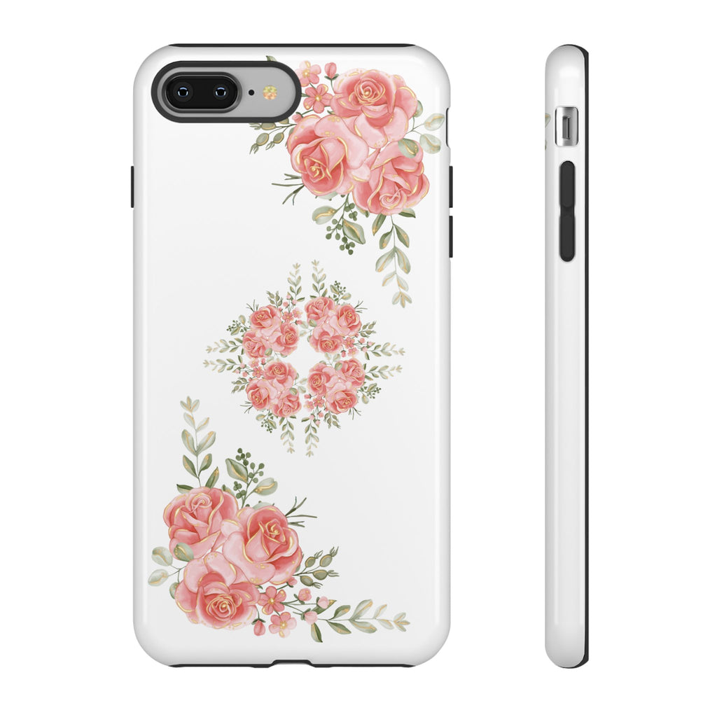 Floral Phone Case, Tough iPhone Case, Rose Design Case, Gift for Her, Floral Phone Cover