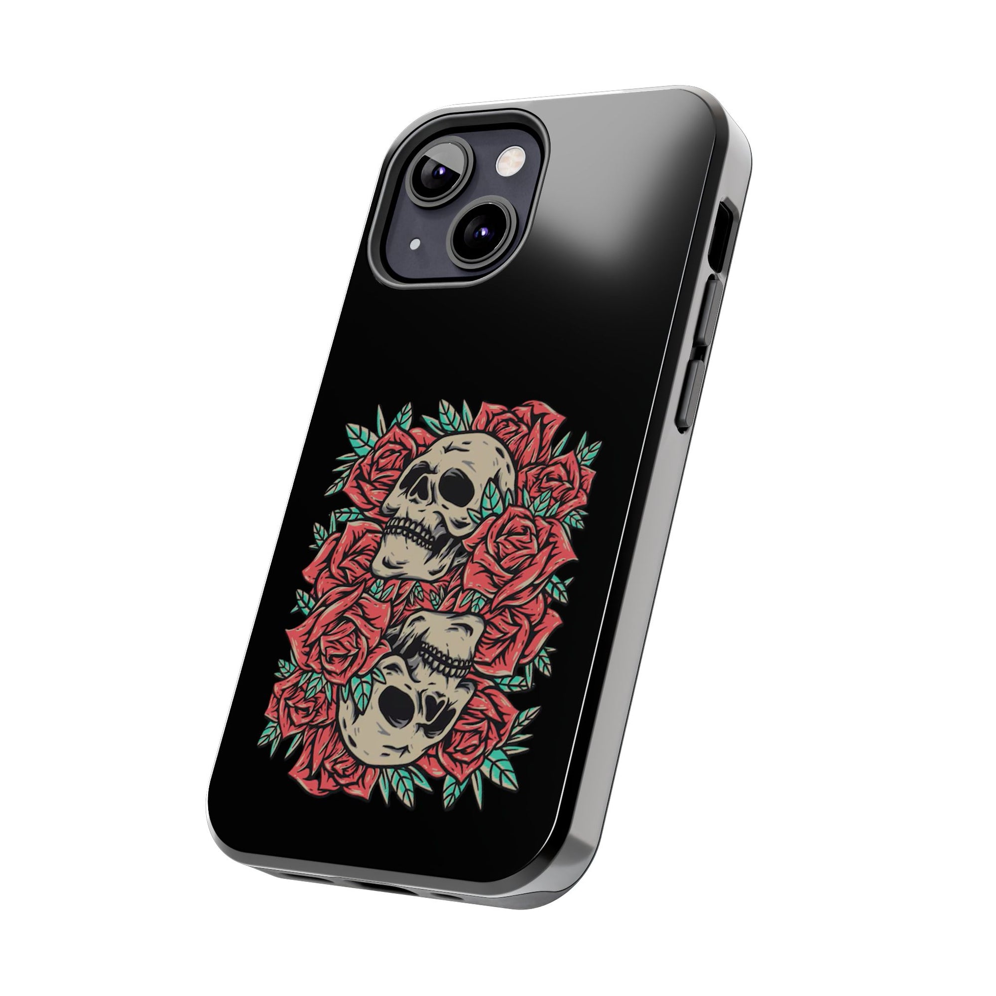 Stylish Skull & Roses Phone Case, Tough Phone Cover, Floral Skull Design, Unique Gift for her, Gothic Aesthetic Accessories