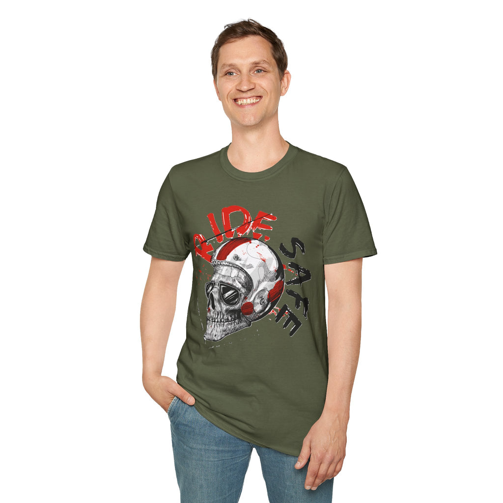 Ride Safe Skull T-Shirt | Unisex Softstyle Tee for Bikers | Perfect for Motorcyclists, Casual Wear, Gifts, and Events