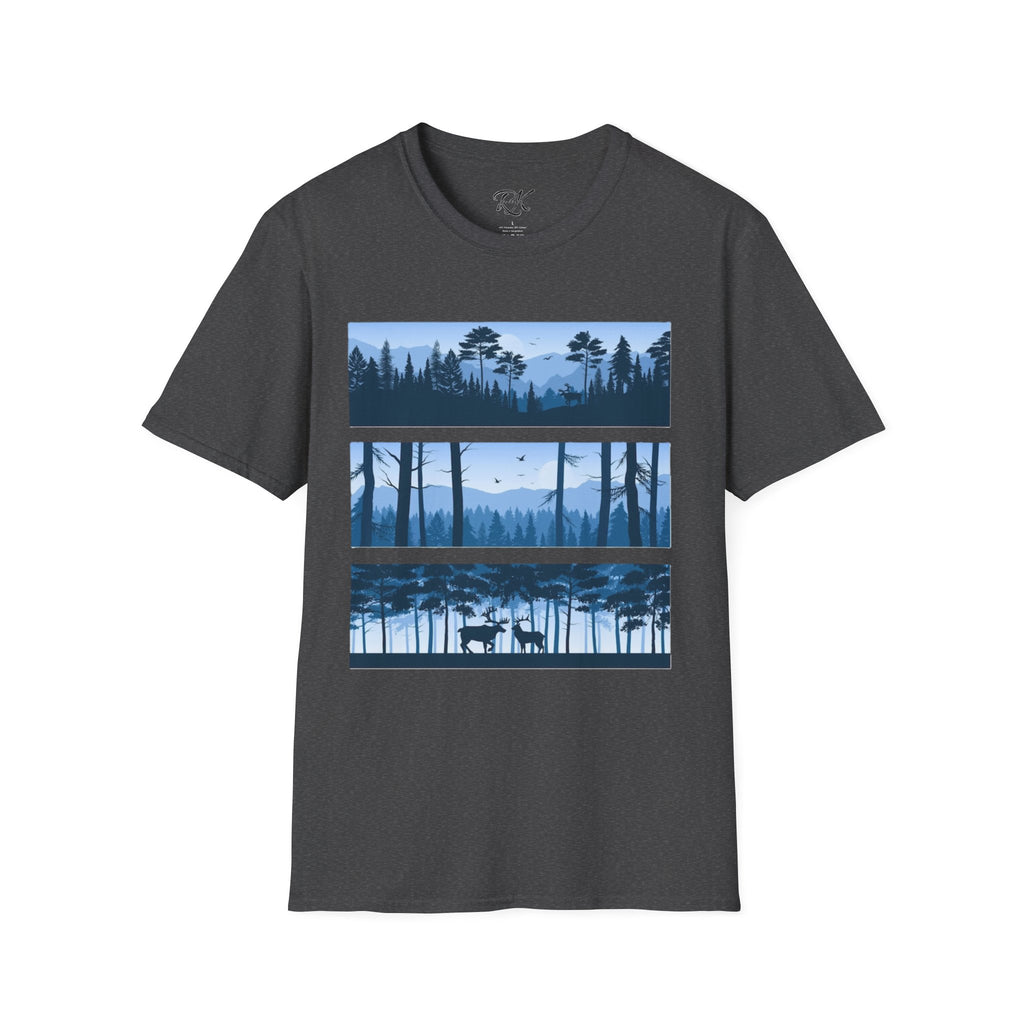 Mountain Landscape Unisex Softstyle T-Shirt | Nature Lover Gift, Outdoor Adventure Tee, Relaxed Fit, Casual Wear, Camping Shirt