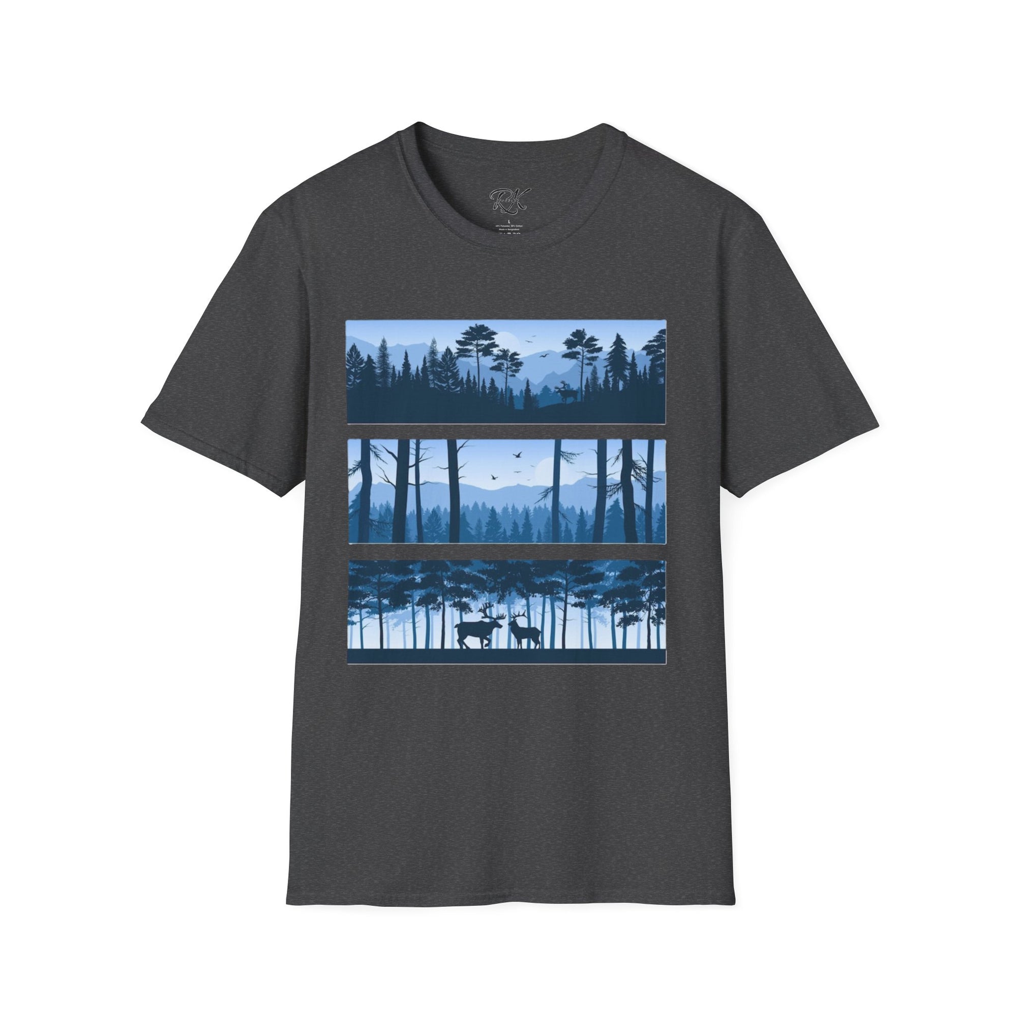 Mountain Landscape Unisex Softstyle T-Shirt | Nature Lover Gift, Outdoor Adventure Tee, Relaxed Fit, Casual Wear, Camping Shirt