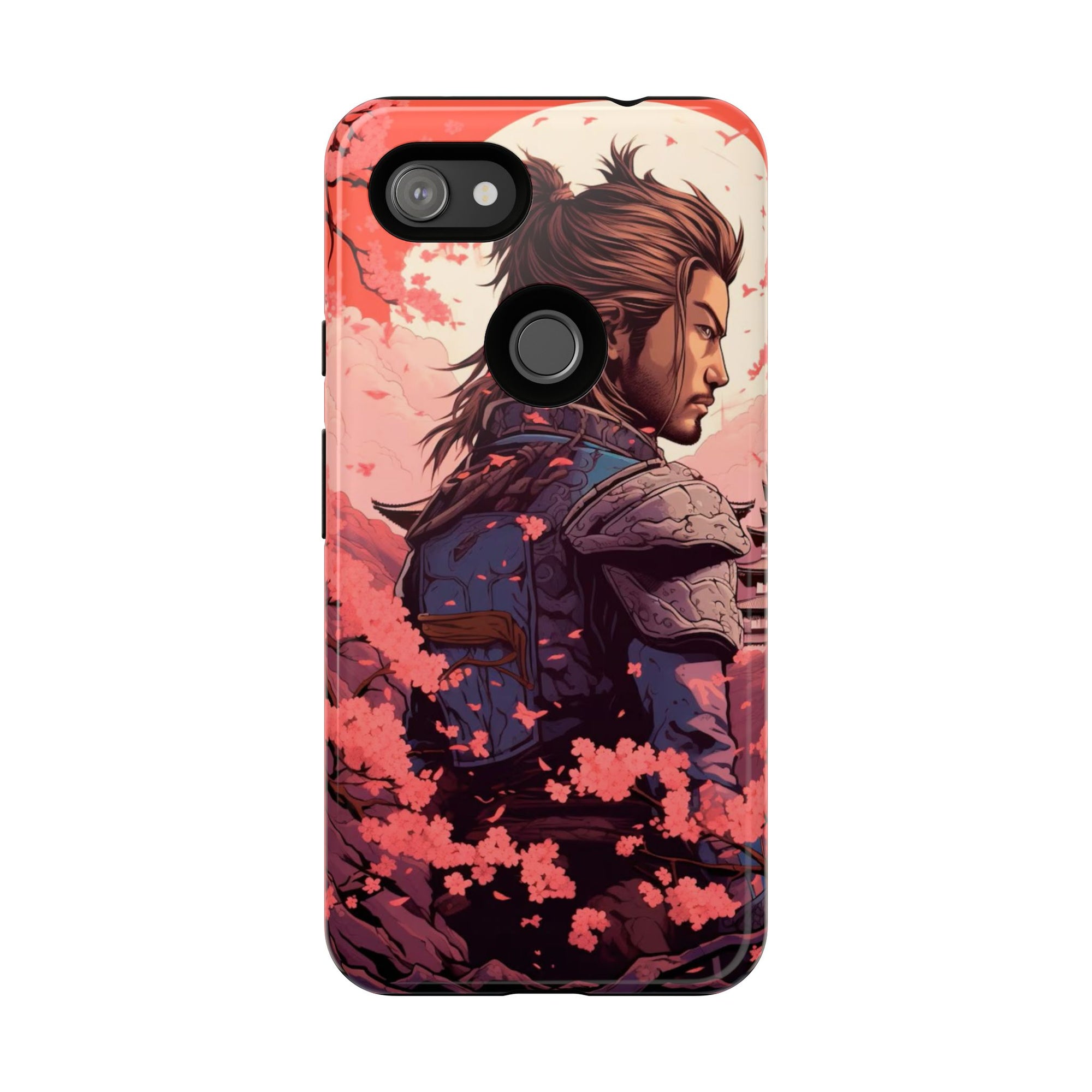 Samurai Phone Case, Tough Cases for Men, Cherry Blossom Art, Gift for Anime Fans, Unique Phone Accessory, Stylish Protection