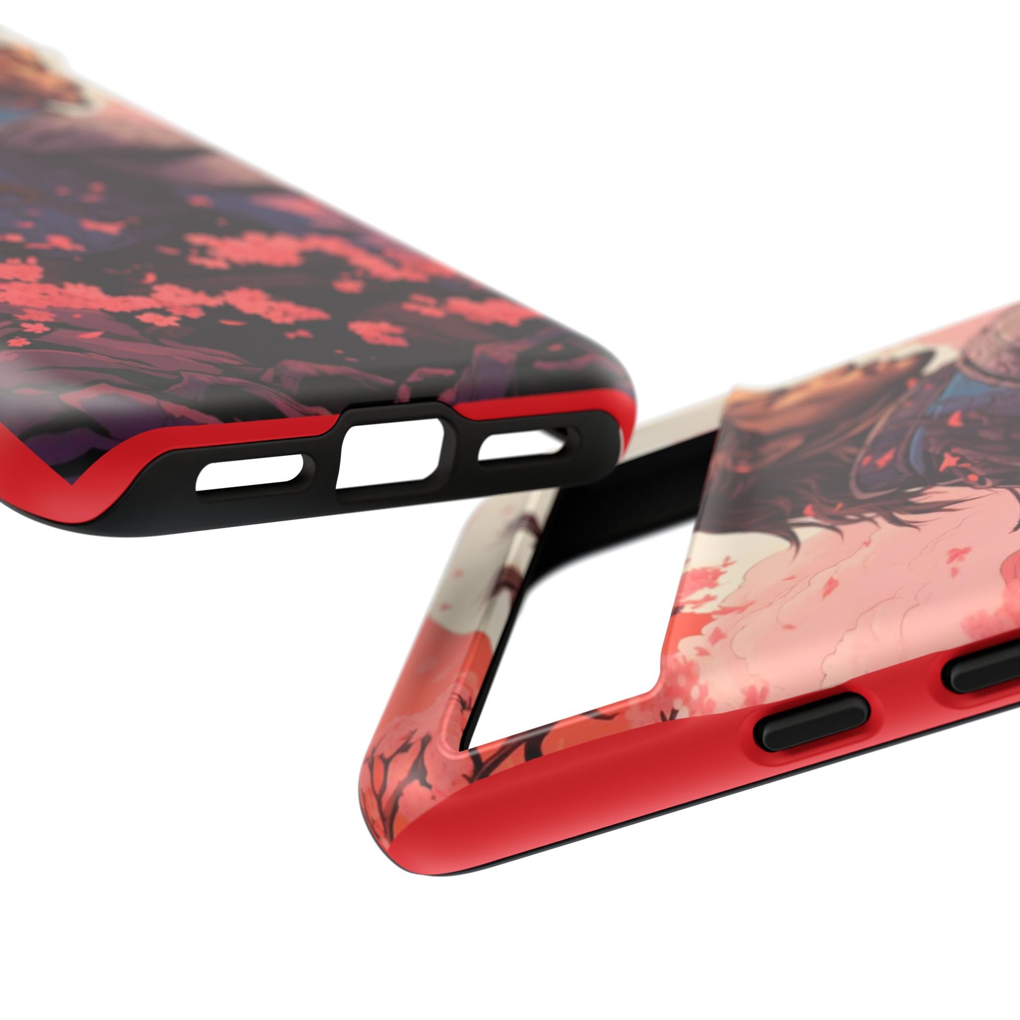 Samurai Phone Case, Tough Cases for Men, Cherry Blossom Art, Gift for Anime Fans, Unique Phone Accessory, Stylish Protection
