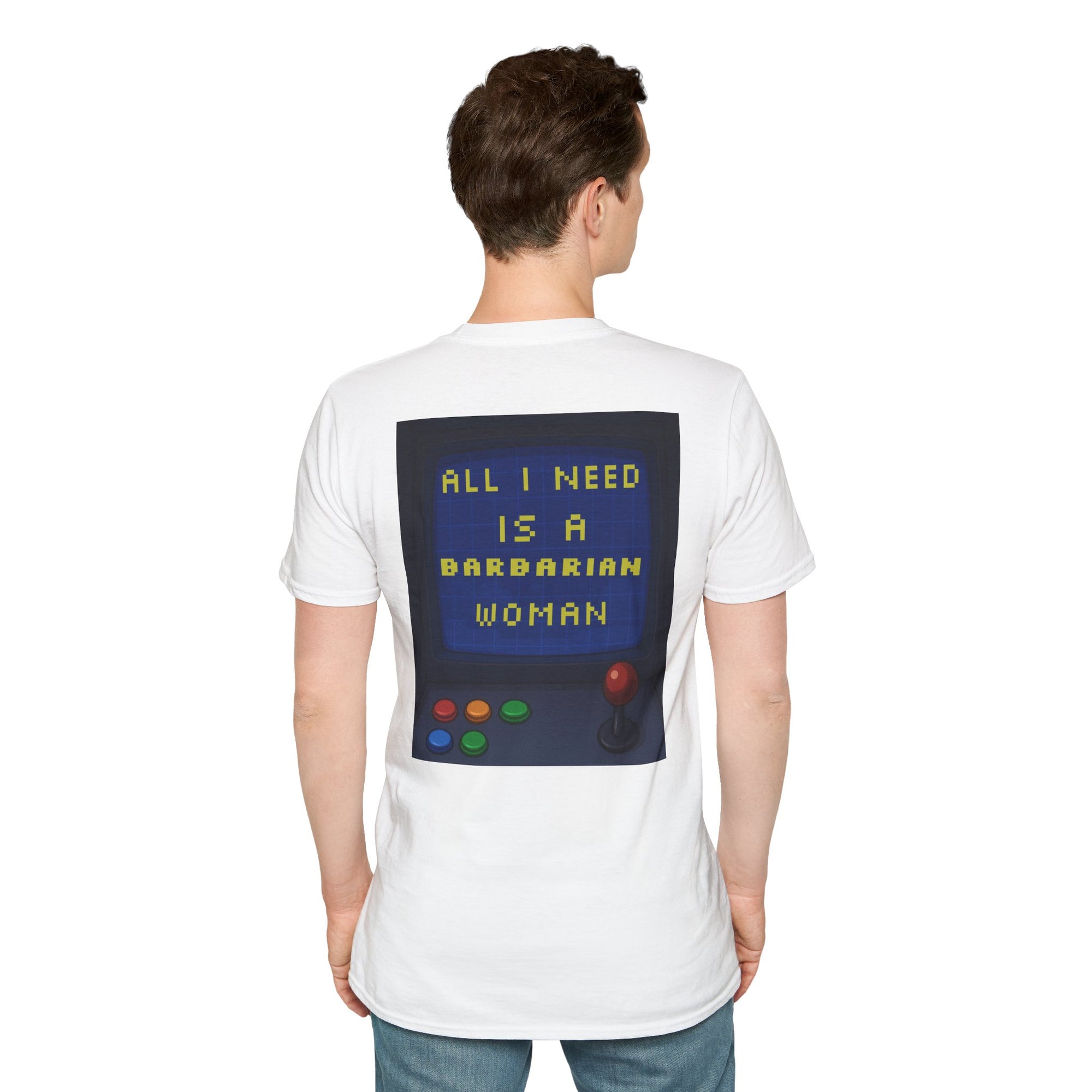 Unisex Barbarian Woman T-Shirt - Softstyle Graphic Tee for Gamers, Gifts for Her, Casual Wear, Birthday Present, Retro Style