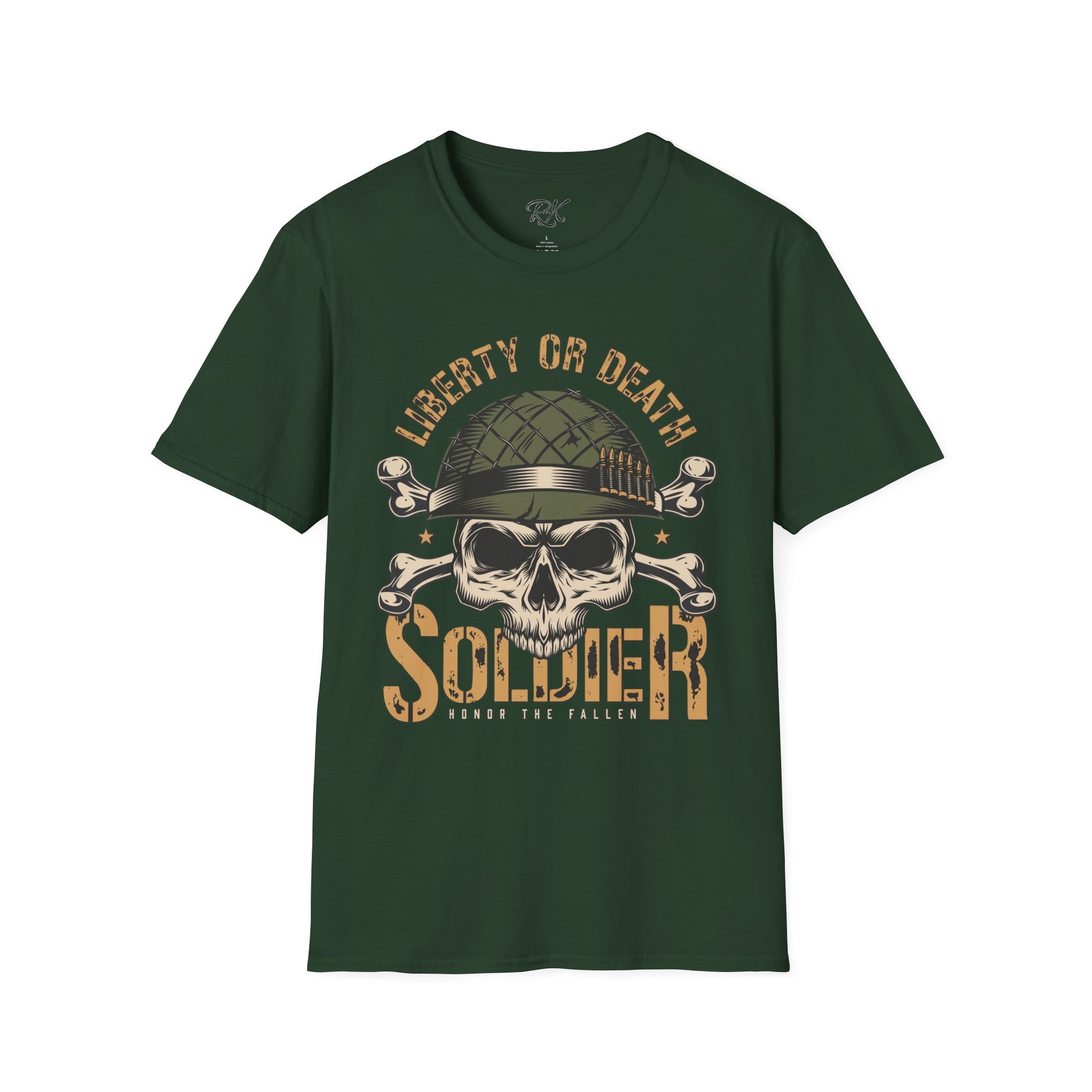 Liberty or Death Skull Soldier T-Shirt, Military Apparel, Unisex Graphic Tee, Veteran Gift, Casual Wear, Outdoor Adventure
