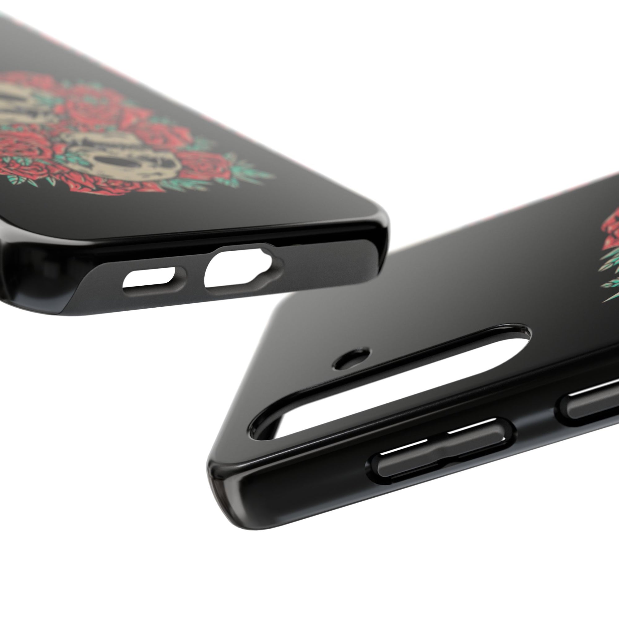 Stylish Skull & Roses Phone Case, Tough Phone Cover, Floral Skull Design, Unique Gift for her, Gothic Aesthetic Accessories