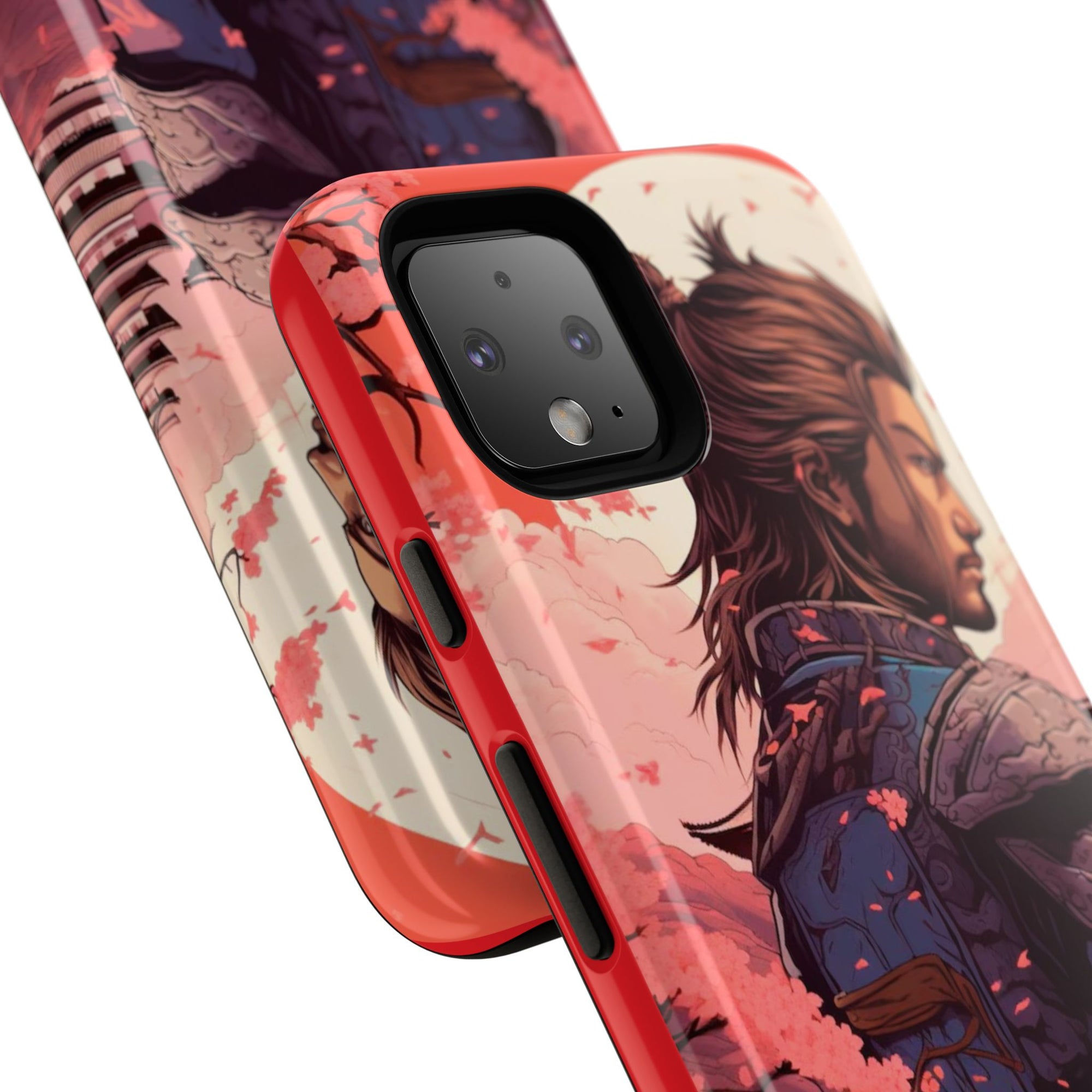 Samurai Phone Case, Tough Cases for Men, Cherry Blossom Art, Gift for Anime Fans, Unique Phone Accessory, Stylish Protection