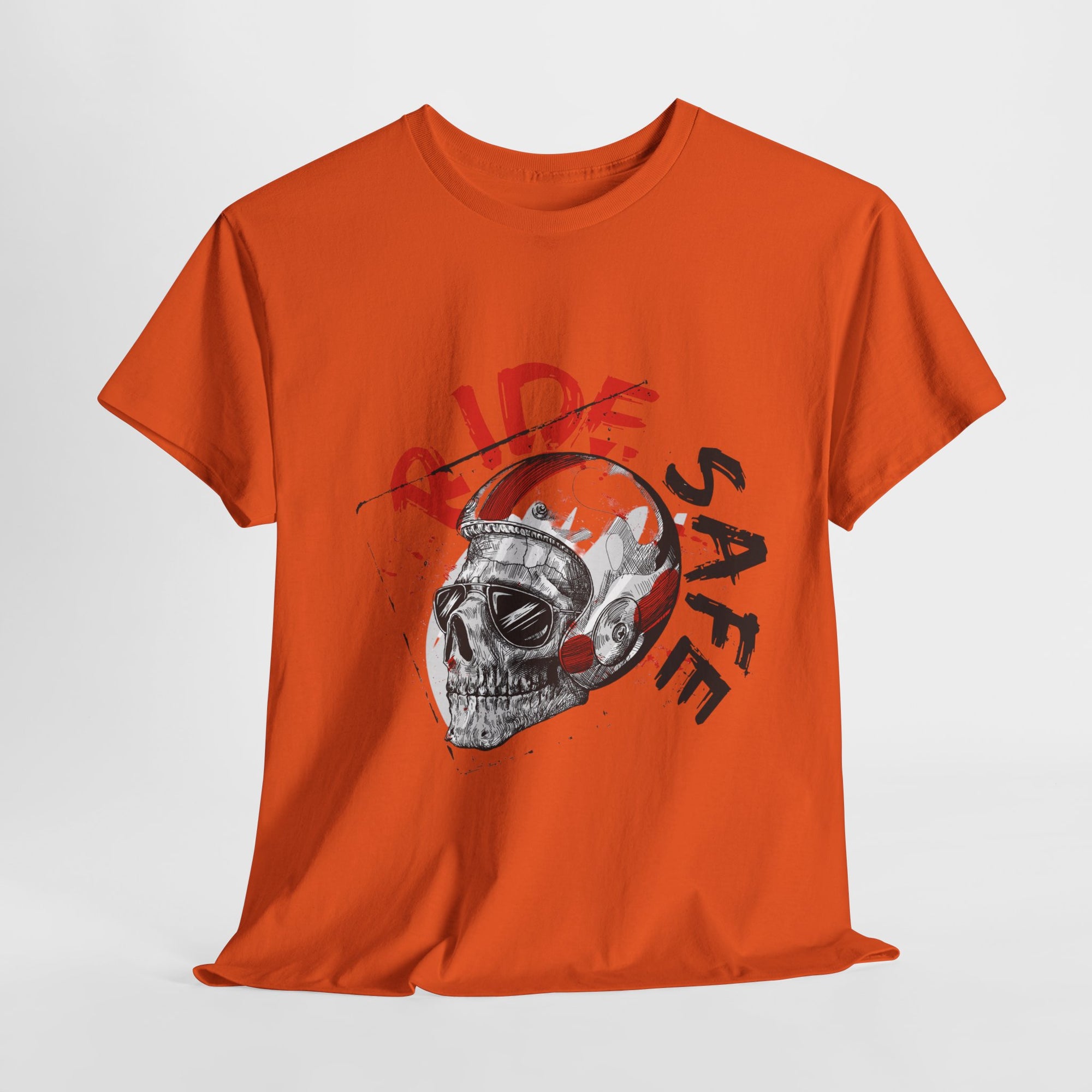Skull Themed Ride Safe Tee, Unisex Heavy Cotton T-Shirt, Motorcycle Tee, Biker Apparel, Gift for Riders, Casual Wear
