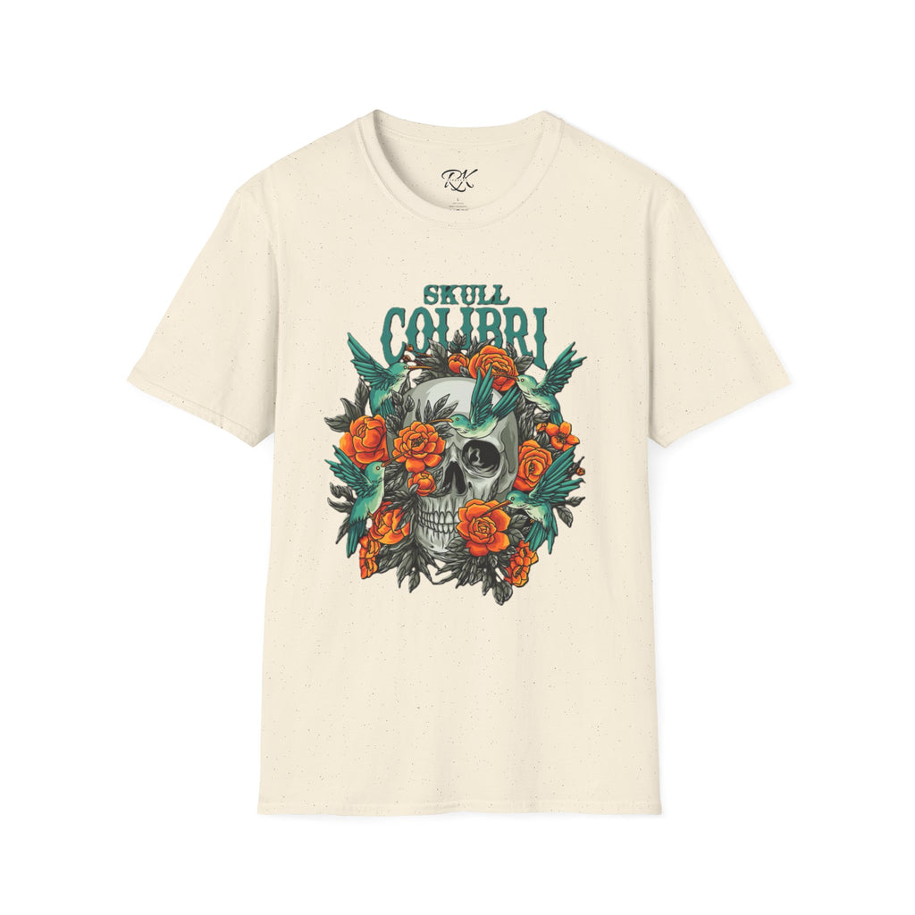 Skull & Roses Unisex T-Shirt, Casual Graphic Tee, Boho Shirt, Unique Gift, Festival Wear, Everyday Style