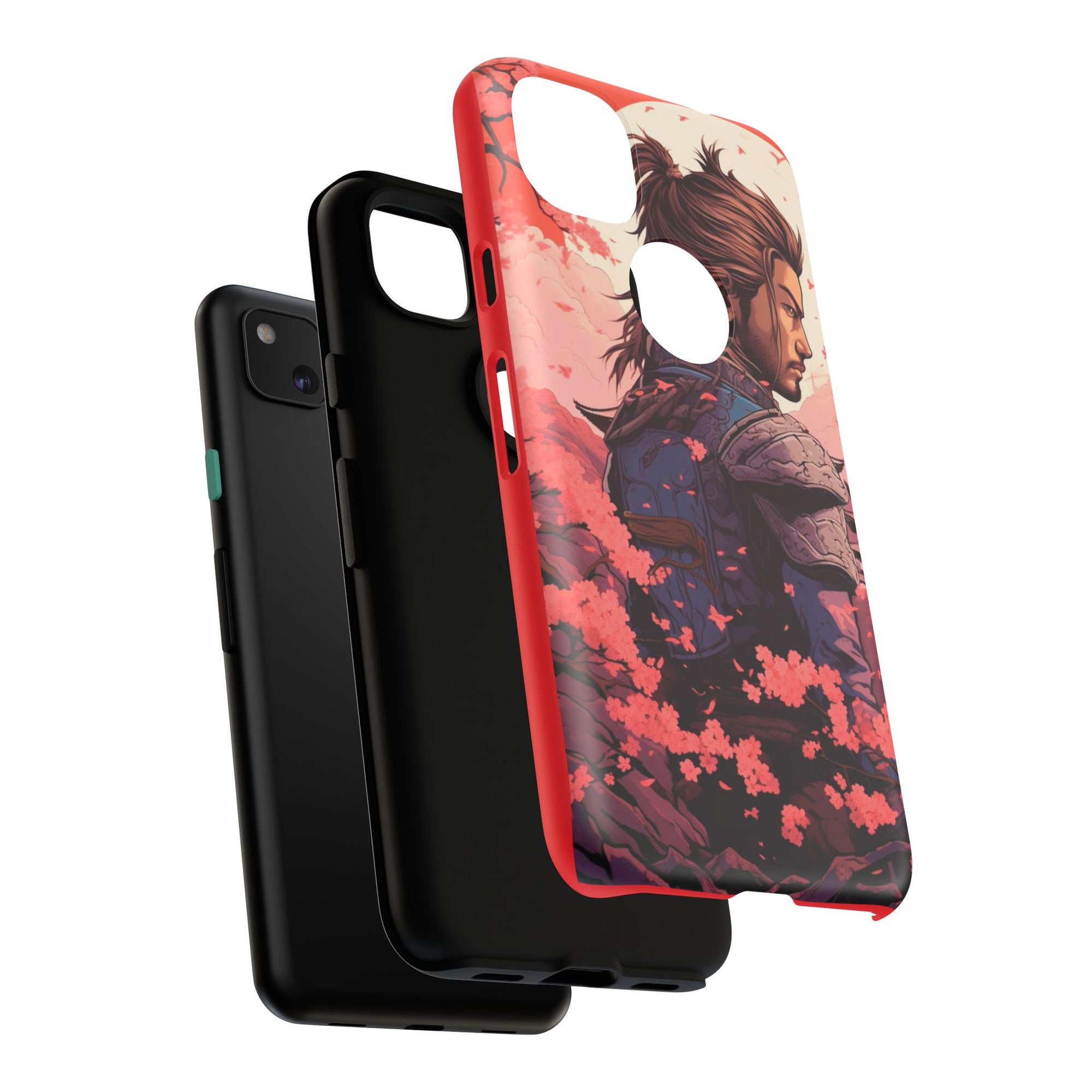 Samurai Phone Case, Tough Cases for Men, Cherry Blossom Art, Gift for Anime Fans, Unique Phone Accessory, Stylish Protection