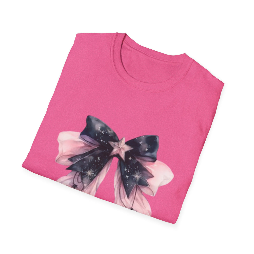 Whimsical Starry Bow T-Shirt, Cute Graphic Tee, Casual Wear, Gift for Her, Summer Fashion, Birthday Present