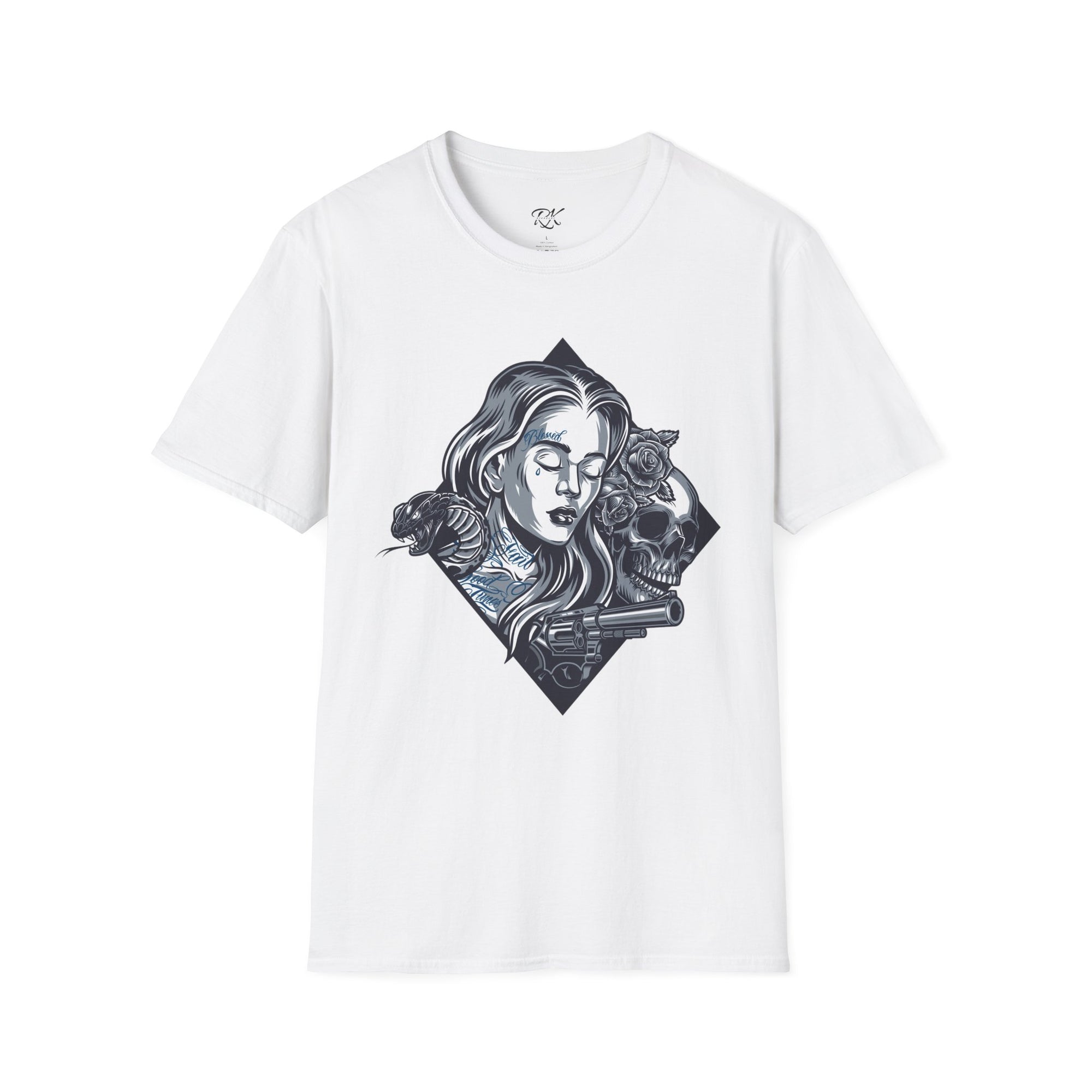 Edgy Graphic Tee, Unisex T-Shirt with Skull and Rose Design, Stylish Casual Wear, Perfect for Gift Giving, Comfortable Everyday Attire