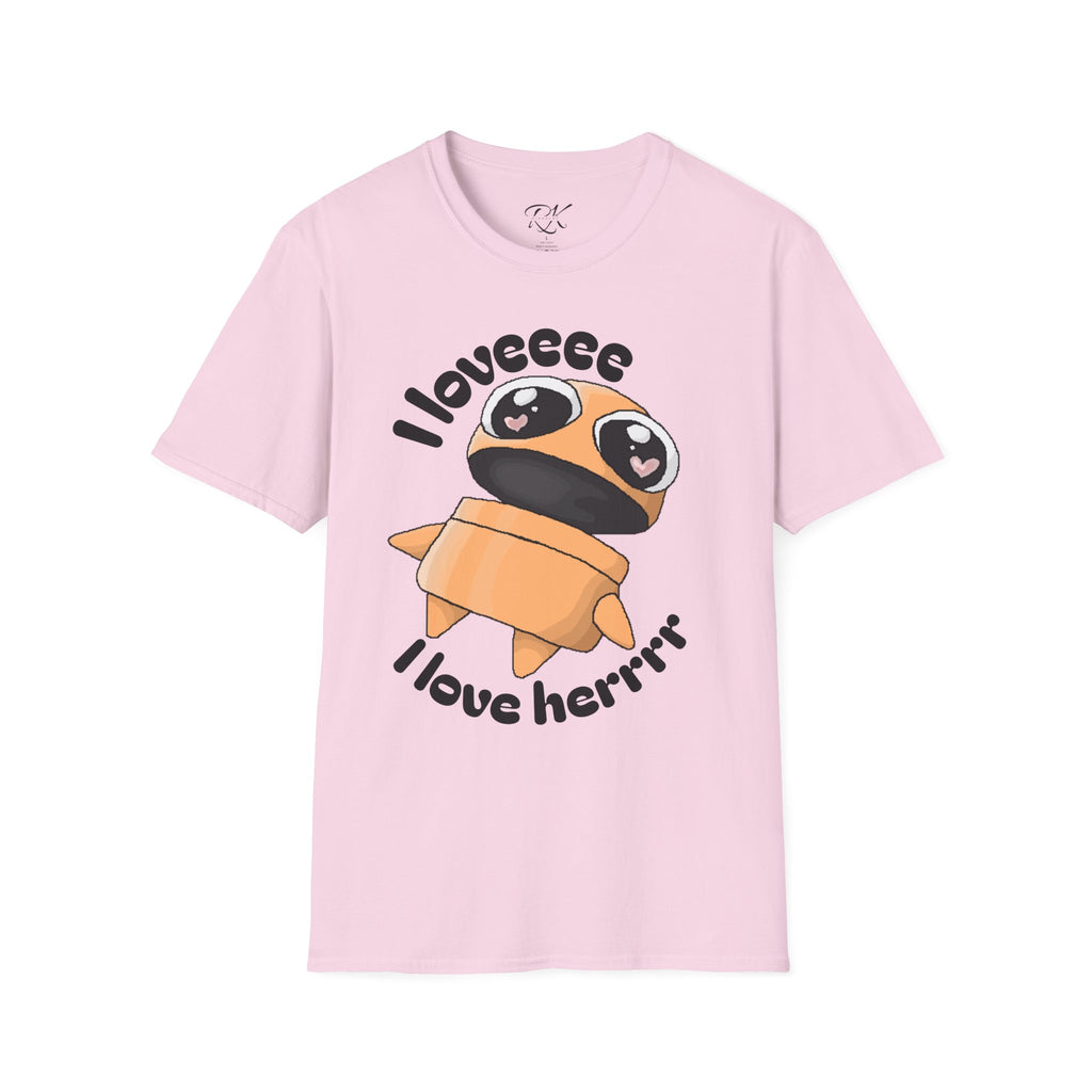 I love Herrrrr Cute Cartoon Love T-Shirt, Unisex Softstyle Tee, Perfect for Gifts, Casual Wear, Valentine's Day, Cute Character Apparel