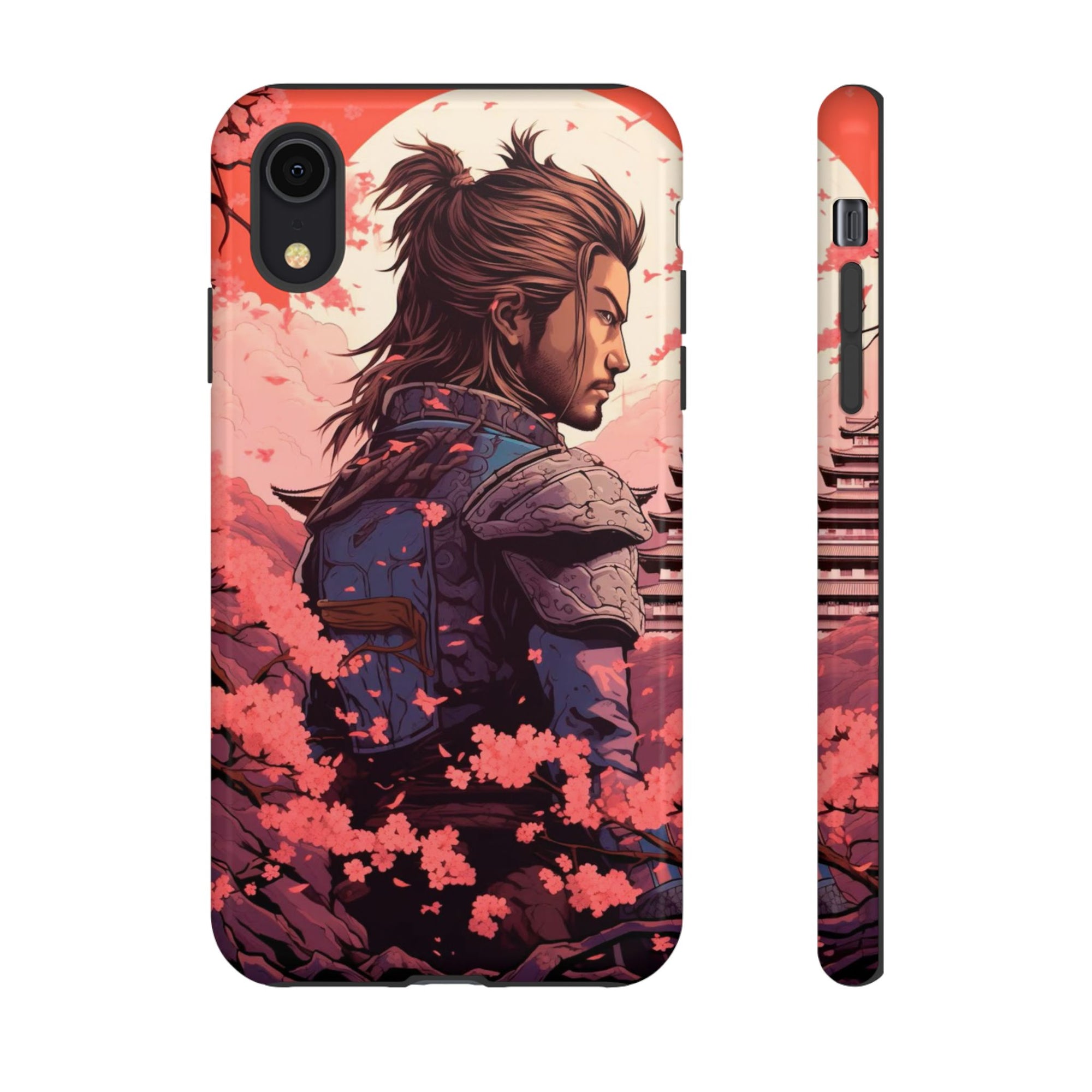 Samurai Phone Case, Tough Cases for Men, Cherry Blossom Art, Gift for Anime Fans, Unique Phone Accessory, Stylish Protection