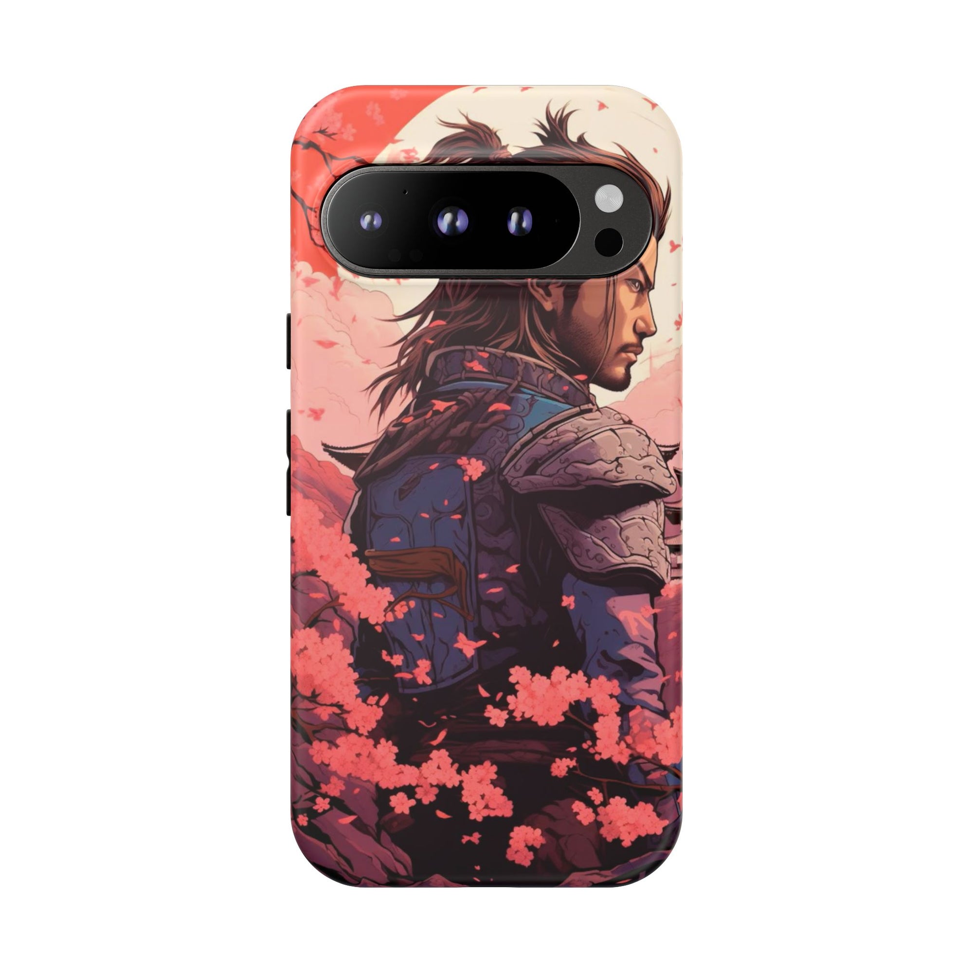 Samurai Phone Case, Tough Cases for Men, Cherry Blossom Art, Gift for Anime Fans, Unique Phone Accessory, Stylish Protection