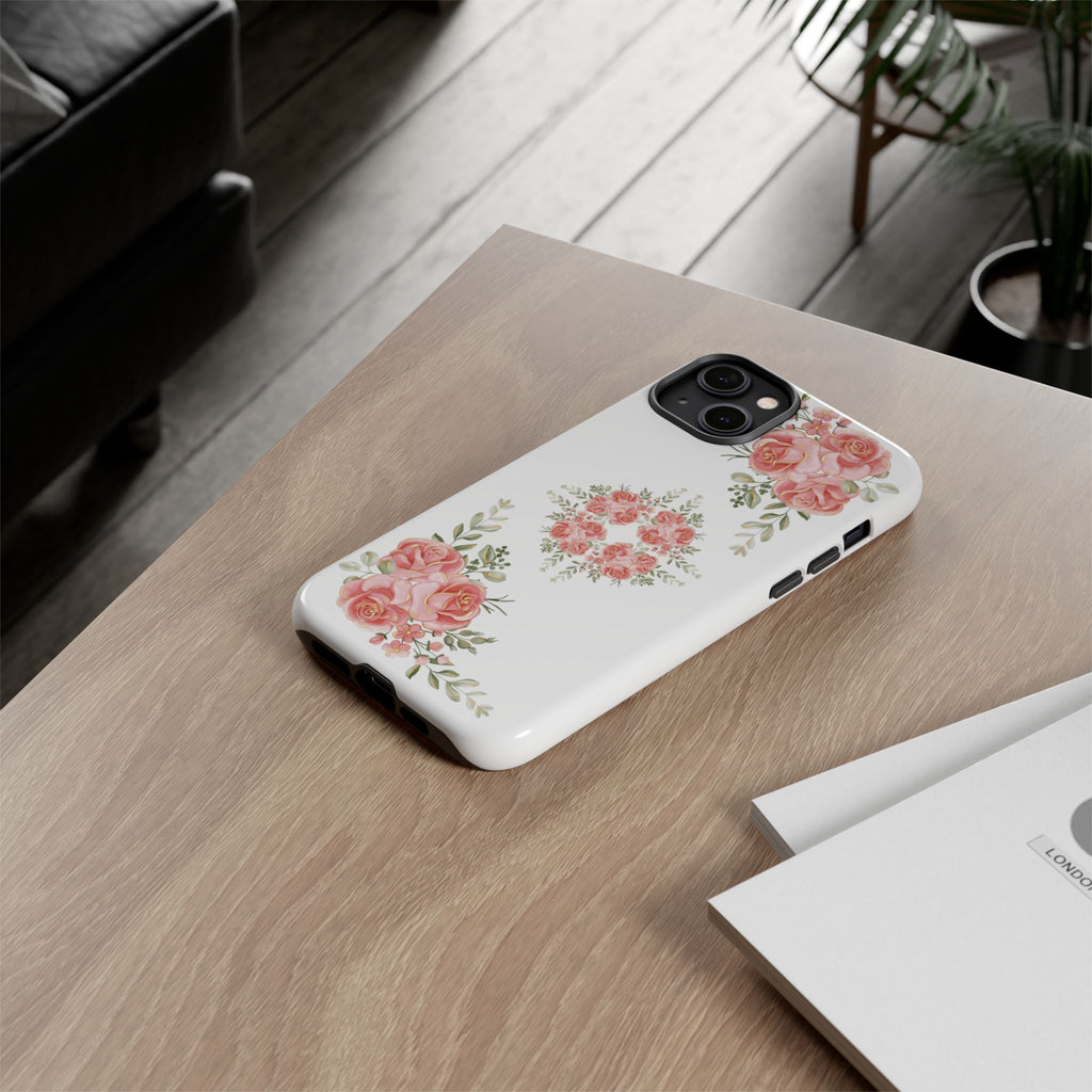 Floral Phone Case, Tough iPhone Case, Rose Design Case, Gift for Her, Floral Phone Cover