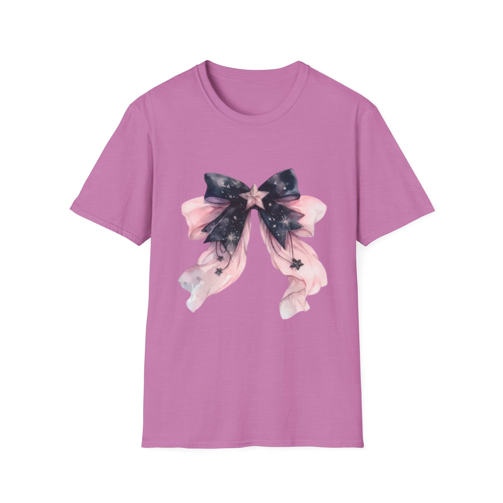 Whimsical Starry Bow T-Shirt, Cute Graphic Tee, Casual Wear, Gift for Her, Summer Fashion, Birthday Present
