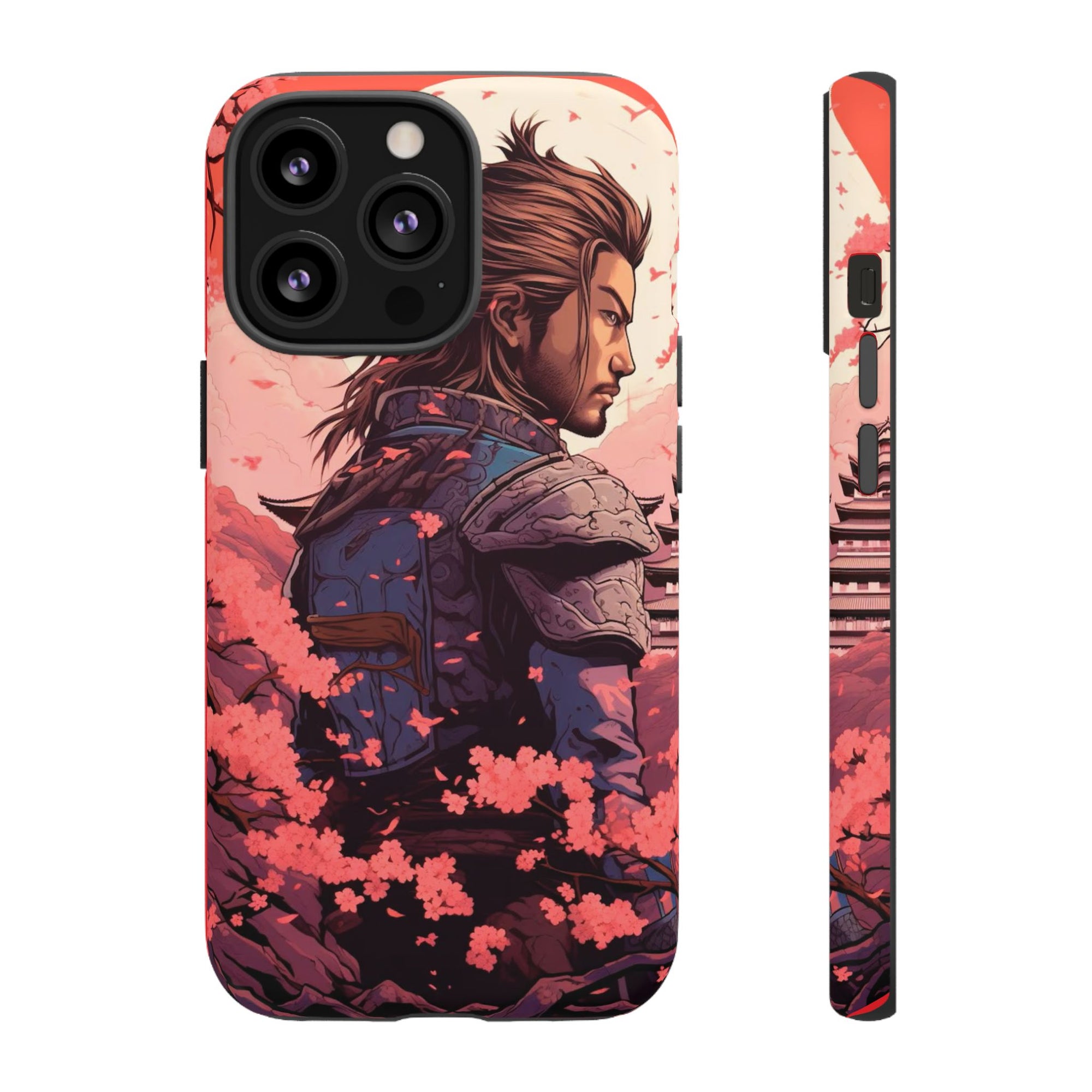 Samurai Phone Case, Tough Cases for Men, Cherry Blossom Art, Gift for Anime Fans, Unique Phone Accessory, Stylish Protection