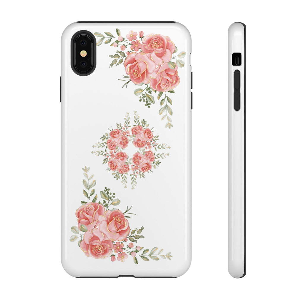 Floral Phone Case, Tough iPhone Case, Rose Design Case, Gift for Her, Floral Phone Cover