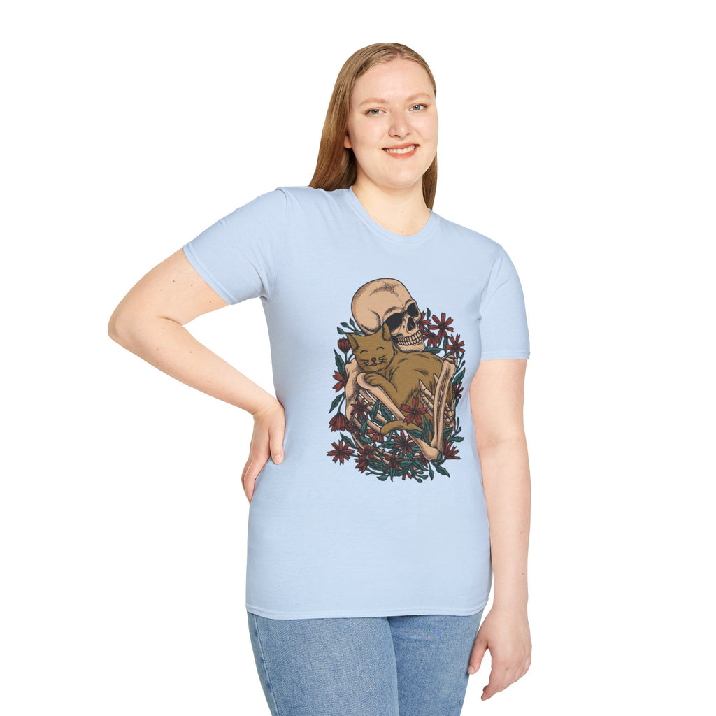 Skeleton Floral Unisex T-Shirt, Cute Grunge Tee, Quirky Halloween Shirt, Casual Everyday Wear, Unique Graphic Top