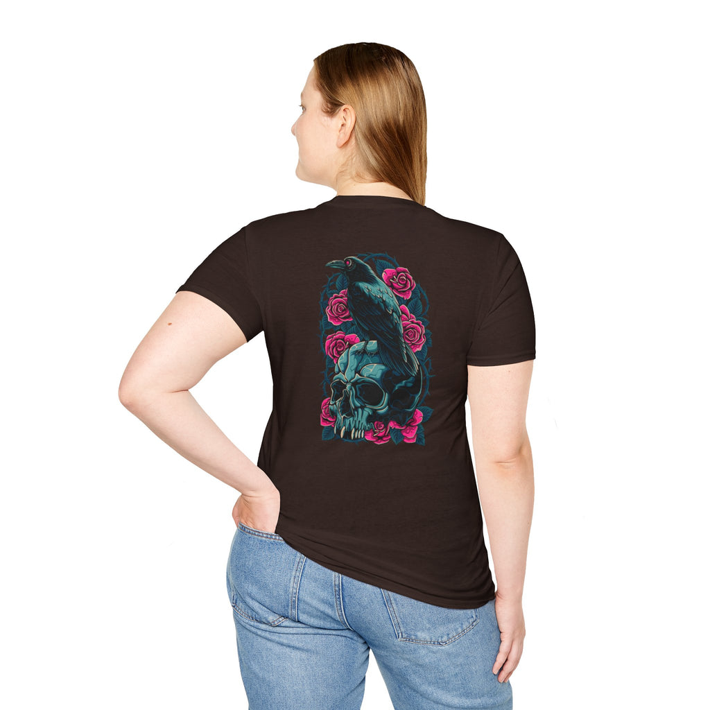 Gothic Skull & Rose Unisex T-Shirt | Boho Style Tee, Casual Wear, Gift for Her, Halloween Shirt, Graphic Tee