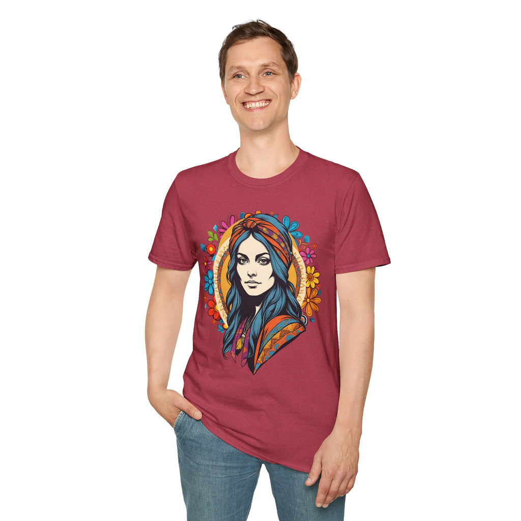 Bohemian Floral T-Shirt, Hippie Shirt, Peace Sign Tee, Gift for Festival Lovers, Artistic Apparel, Unisex Graphic Tee