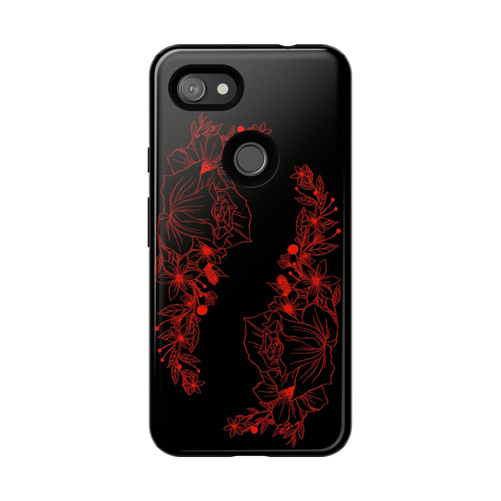 Stylish Floral Phone Case, Tough Phone Cover, Floral Design Case, Gift for Her, Black Phone Accessories