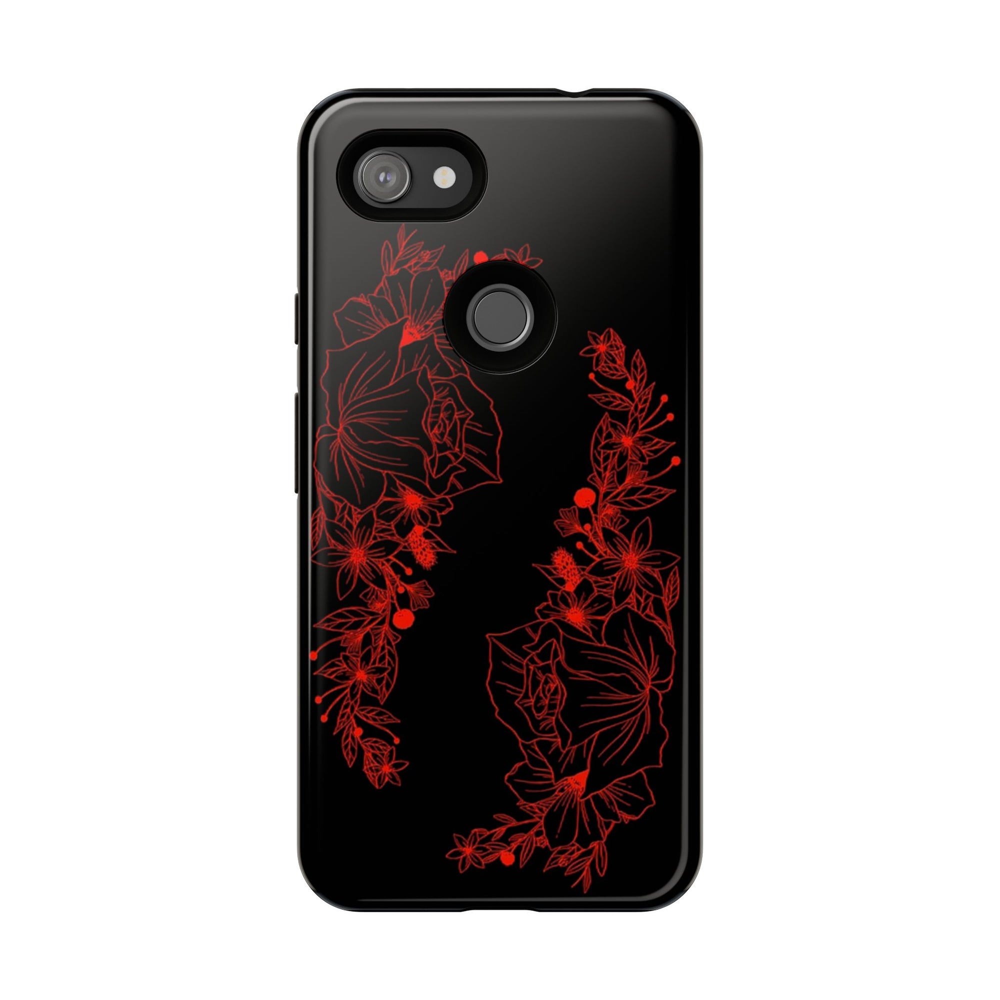 Stylish Floral Phone Case, Tough Phone Cover, Floral Design Case, Gift for Her, Black Phone Accessories