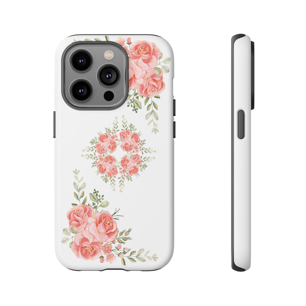 Floral Phone Case, Tough iPhone Case, Rose Design Case, Gift for Her, Floral Phone Cover