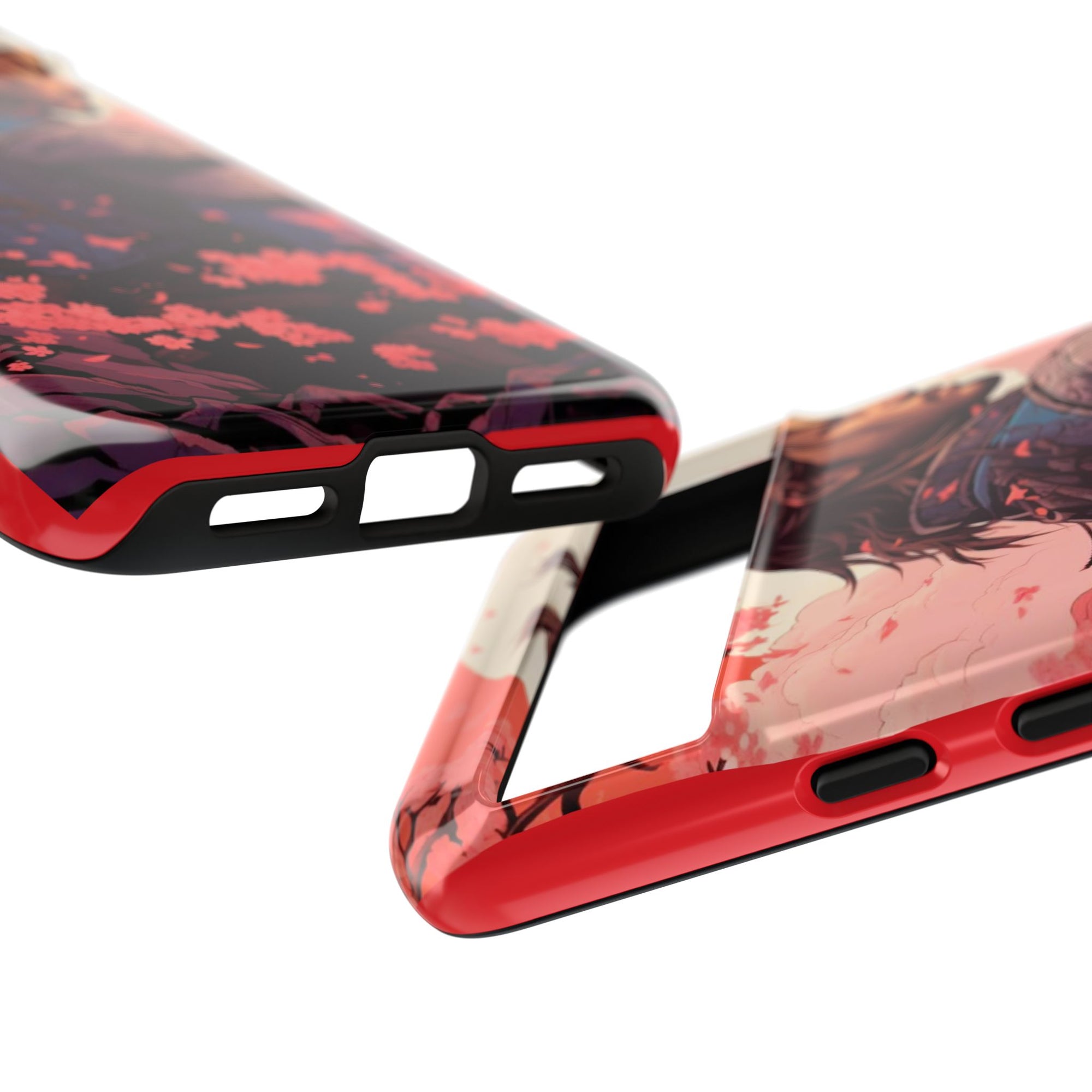 Samurai Phone Case, Tough Cases for Men, Cherry Blossom Art, Gift for Anime Fans, Unique Phone Accessory, Stylish Protection