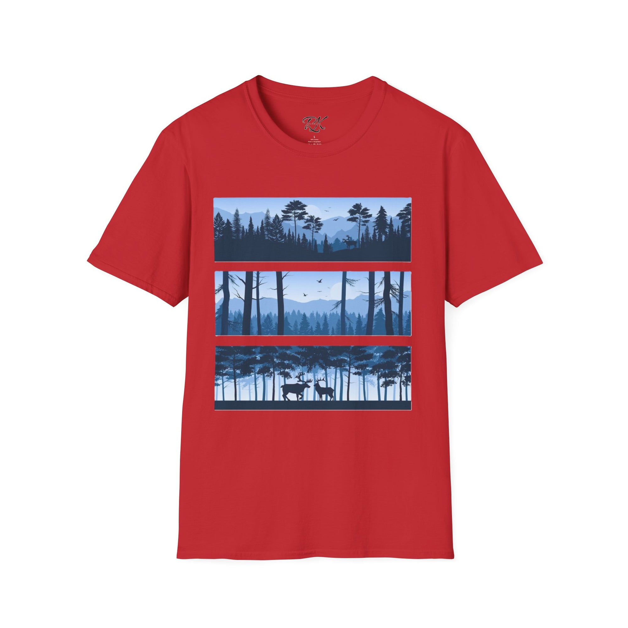 Mountain Landscape Unisex Softstyle T-Shirt | Nature Lover Gift, Outdoor Adventure Tee, Relaxed Fit, Casual Wear, Camping Shirt