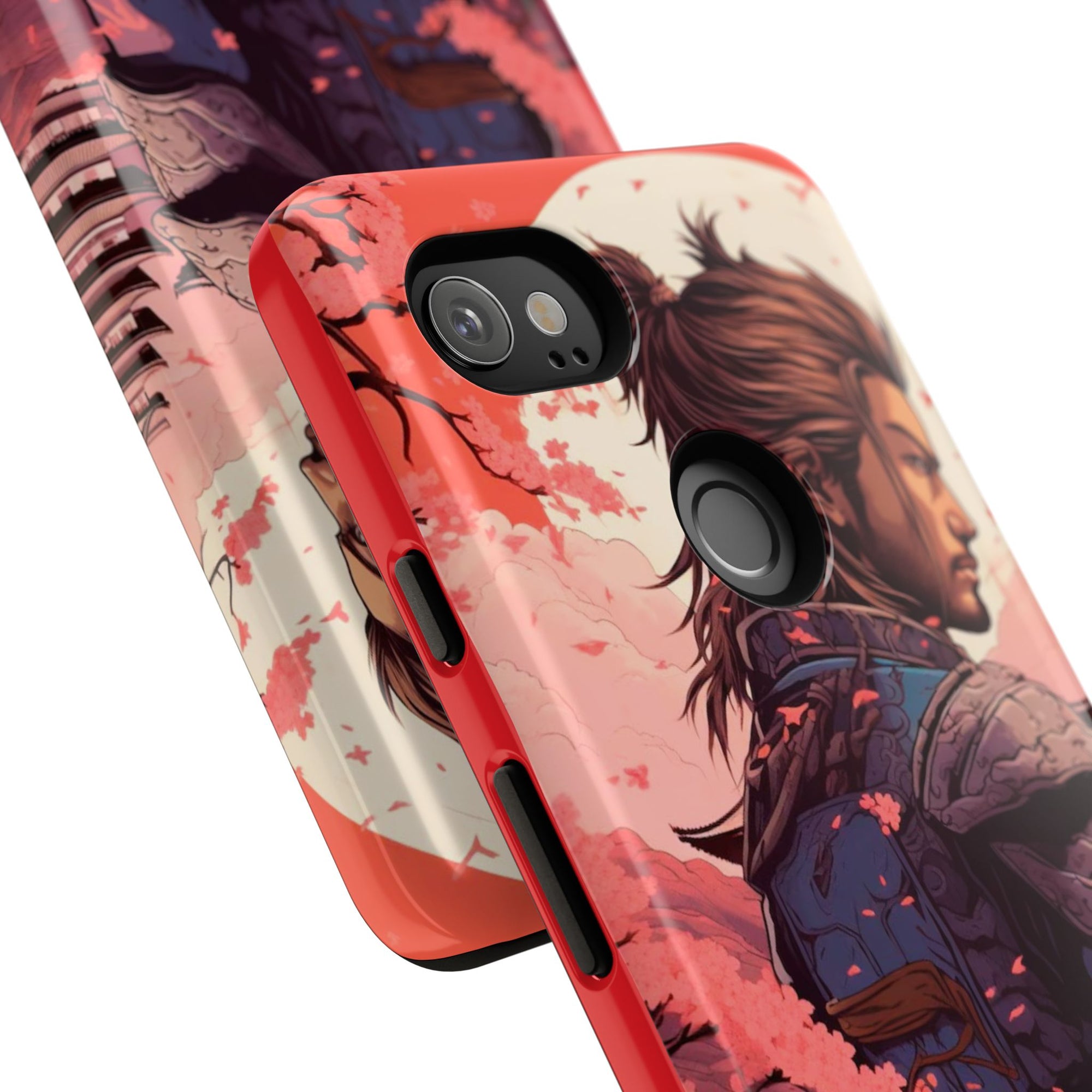 Samurai Phone Case, Tough Cases for Men, Cherry Blossom Art, Gift for Anime Fans, Unique Phone Accessory, Stylish Protection