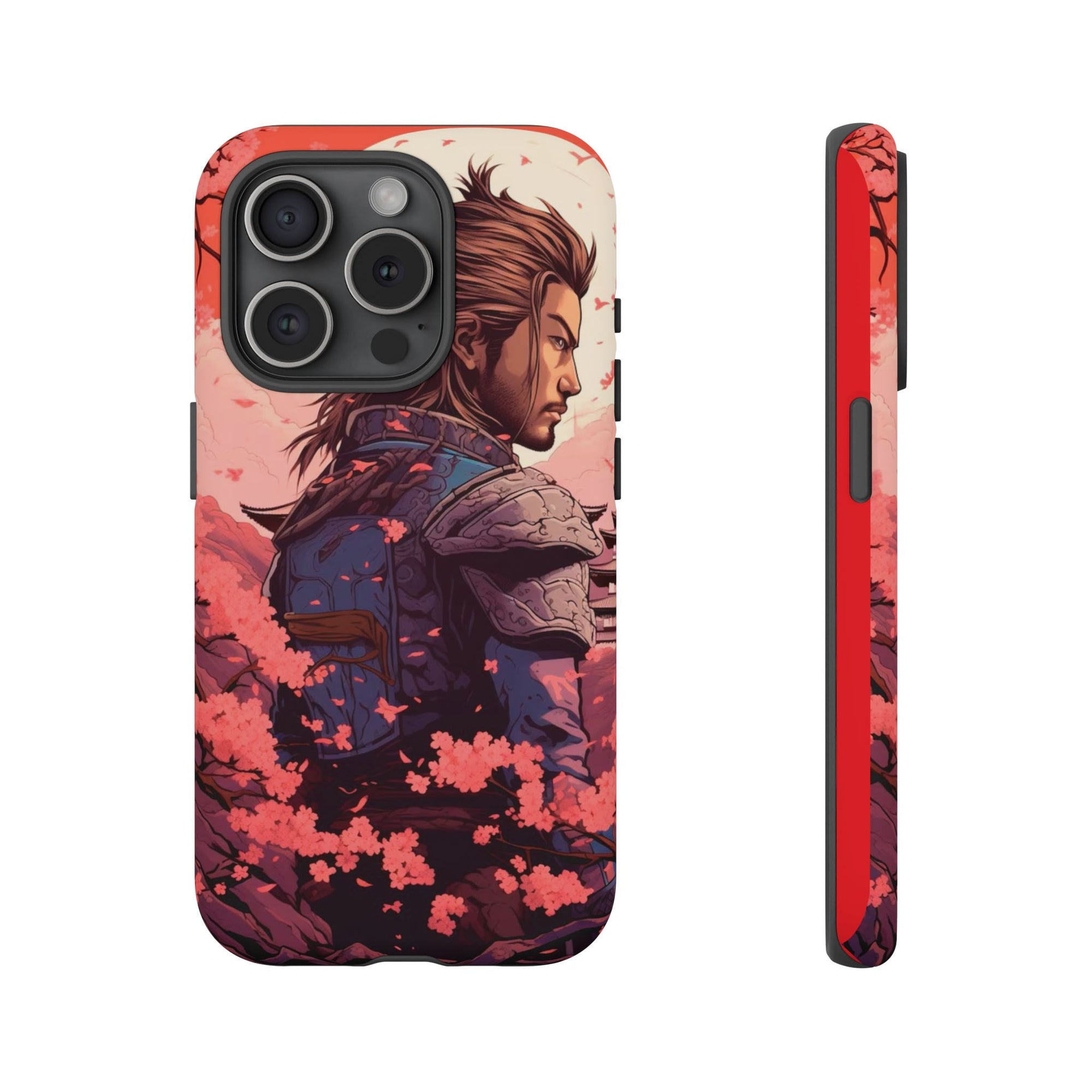 Samurai Phone Case, Tough Cases for Men, Cherry Blossom Art, Gift for Anime Fans, Unique Phone Accessory, Stylish Protection