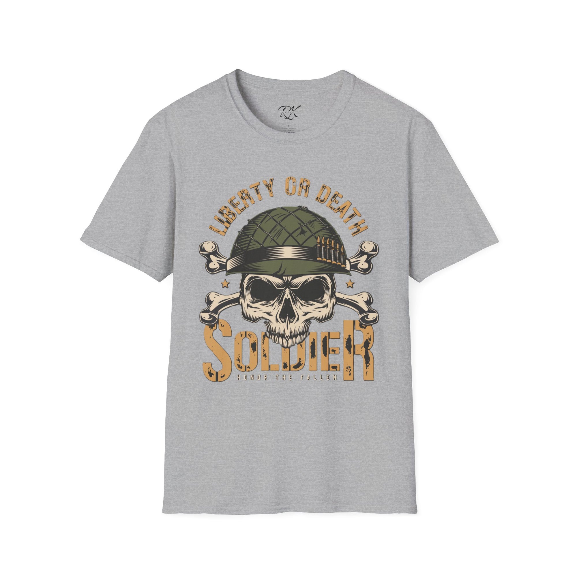 Liberty or Death Skull Soldier T-Shirt, Military Apparel, Unisex Graphic Tee, Veteran Gift, Casual Wear, Outdoor Adventure