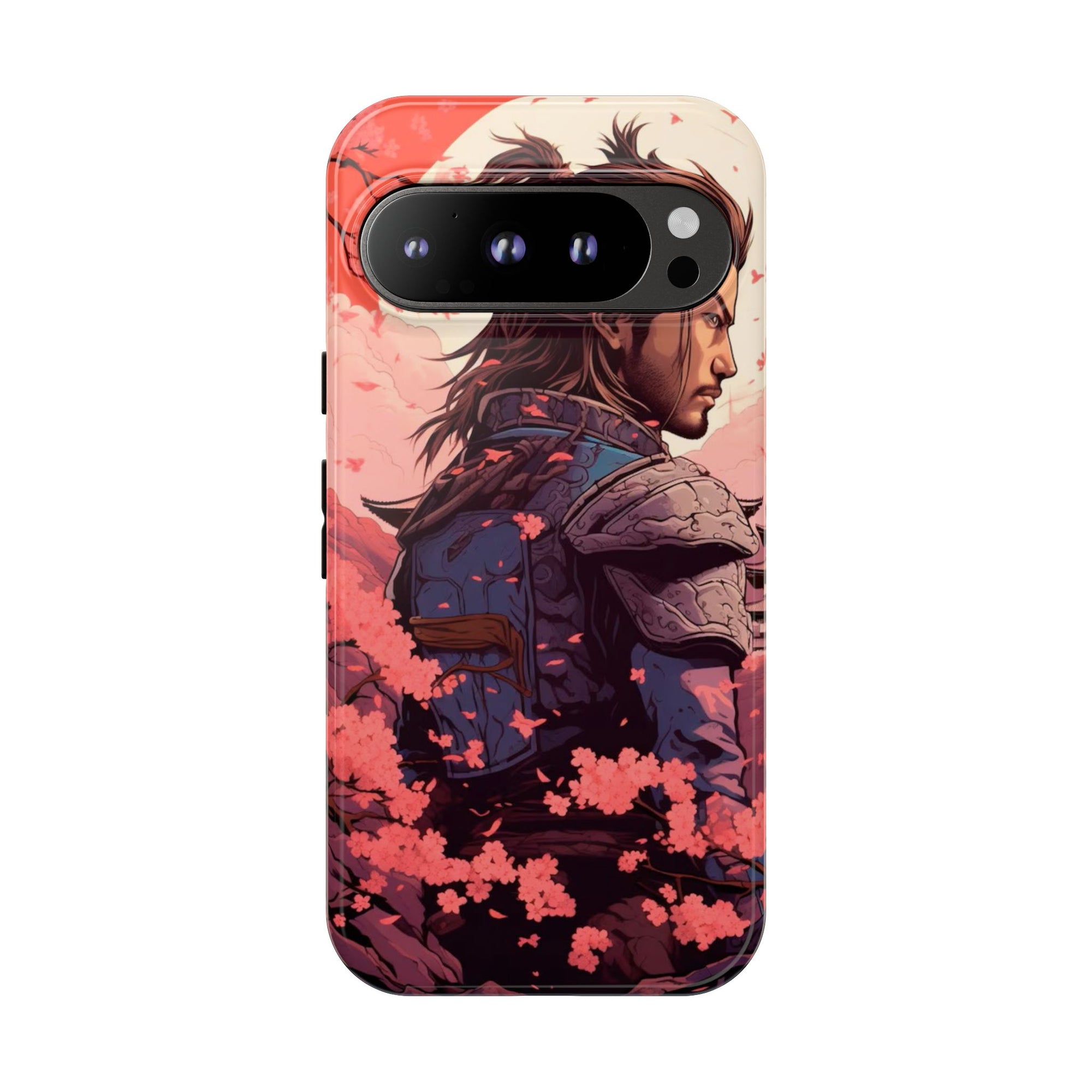 Samurai Phone Case, Tough Cases for Men, Cherry Blossom Art, Gift for Anime Fans, Unique Phone Accessory, Stylish Protection