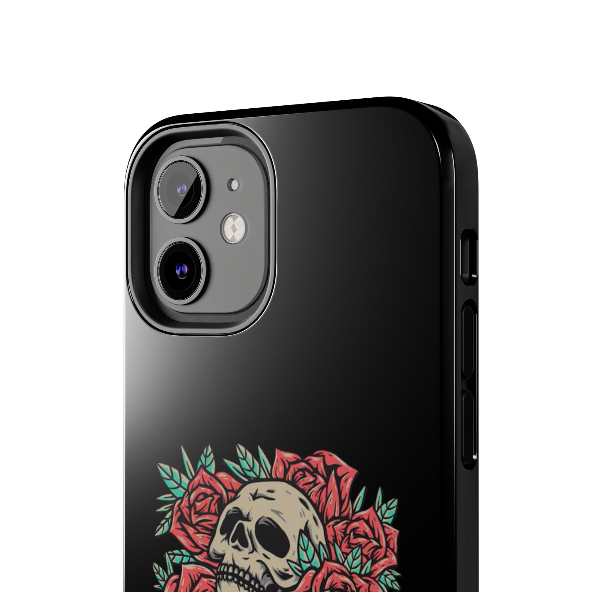 Stylish Skull & Roses Phone Case, Tough Phone Cover, Floral Skull Design, Unique Gift for her, Gothic Aesthetic Accessories