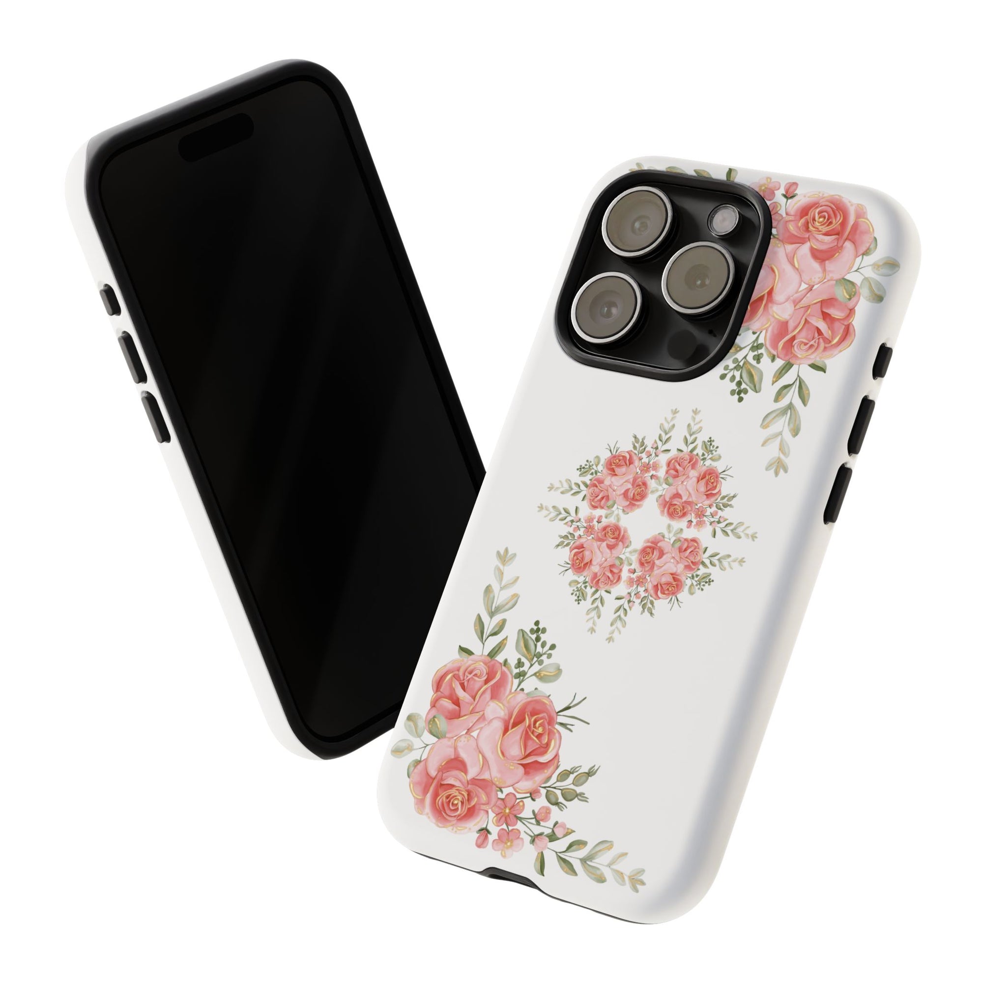 Floral Phone Case, Tough iPhone Case, Rose Design Case, Gift for Her, Floral Phone Cover
