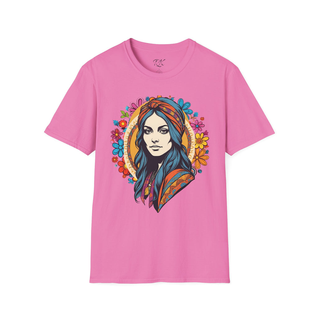 Bohemian Floral T-Shirt, Hippie Shirt, Peace Sign Tee, Gift for Festival Lovers, Artistic Apparel, Unisex Graphic Tee