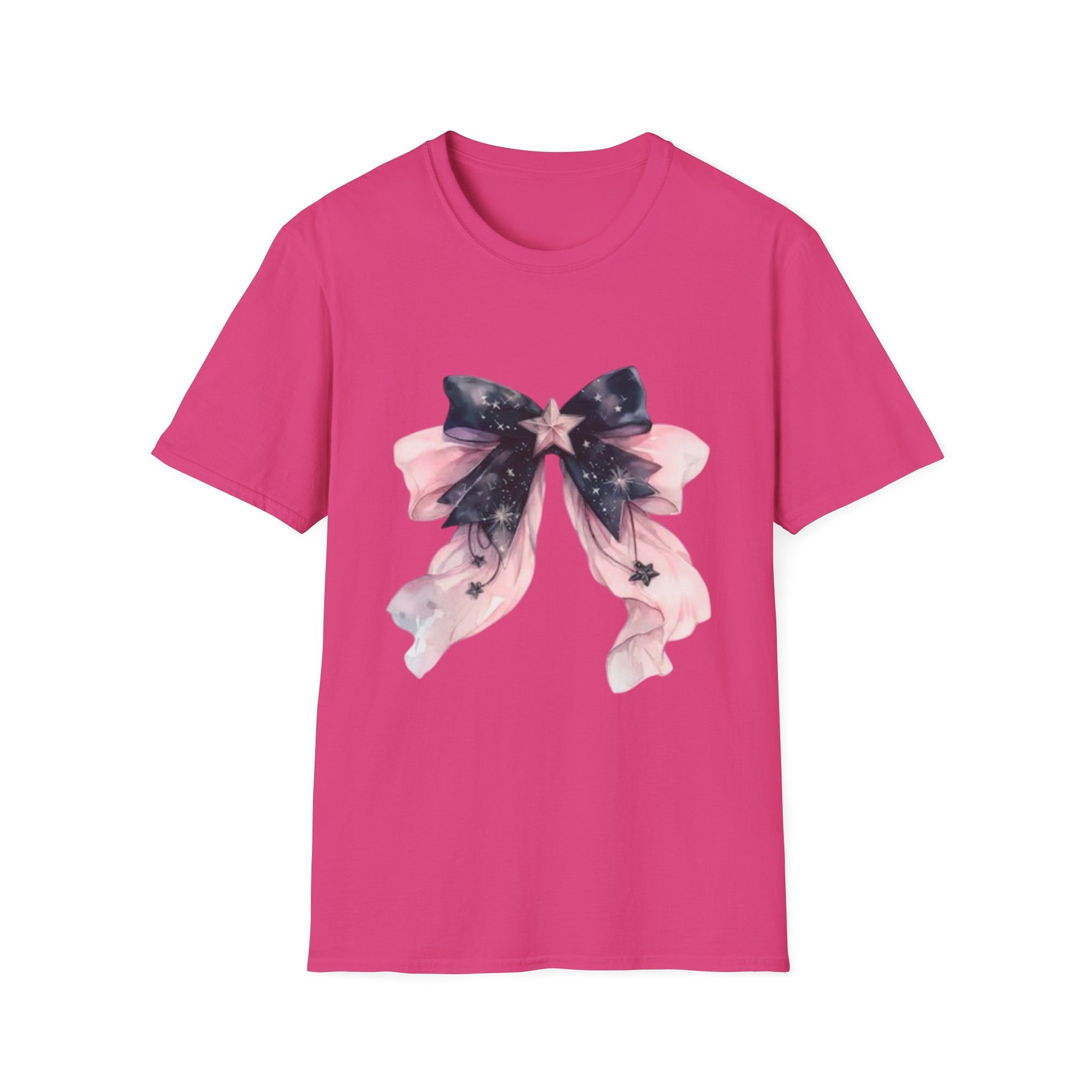 Whimsical Starry Bow T-Shirt, Cute Graphic Tee, Casual Wear, Gift for Her, Summer Fashion, Birthday Present