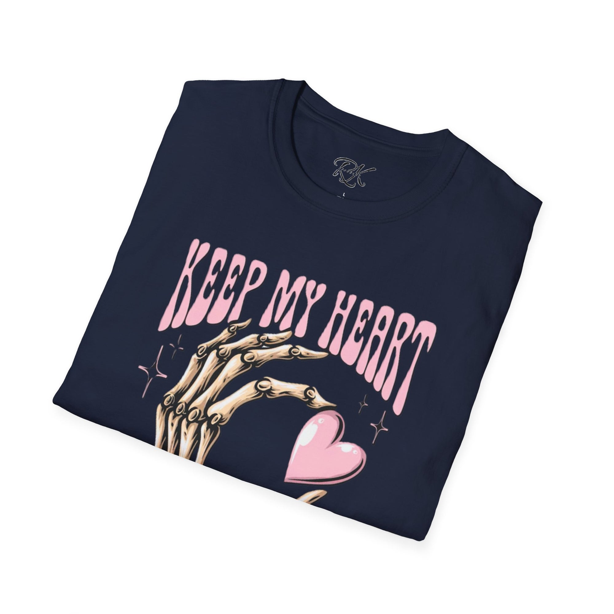 Keep My Heart Unisex Softstyle T-Shirt, Cute Graphic Tee, Valentine's Day Gift, Casual Style, Skeleton Design, Soft Cotton
