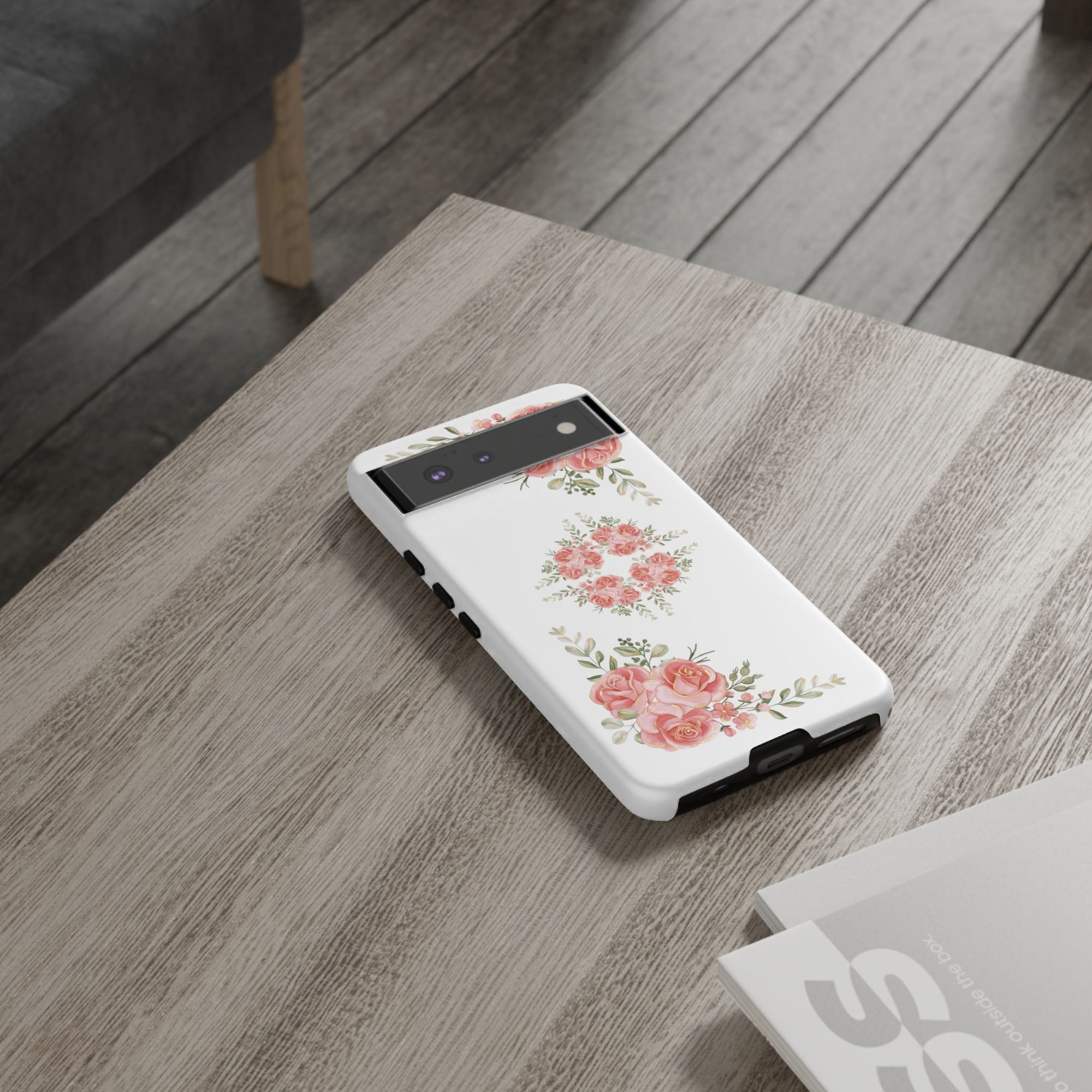 Floral Phone Case, Tough iPhone Case, Rose Design Case, Gift for Her, Floral Phone Cover
