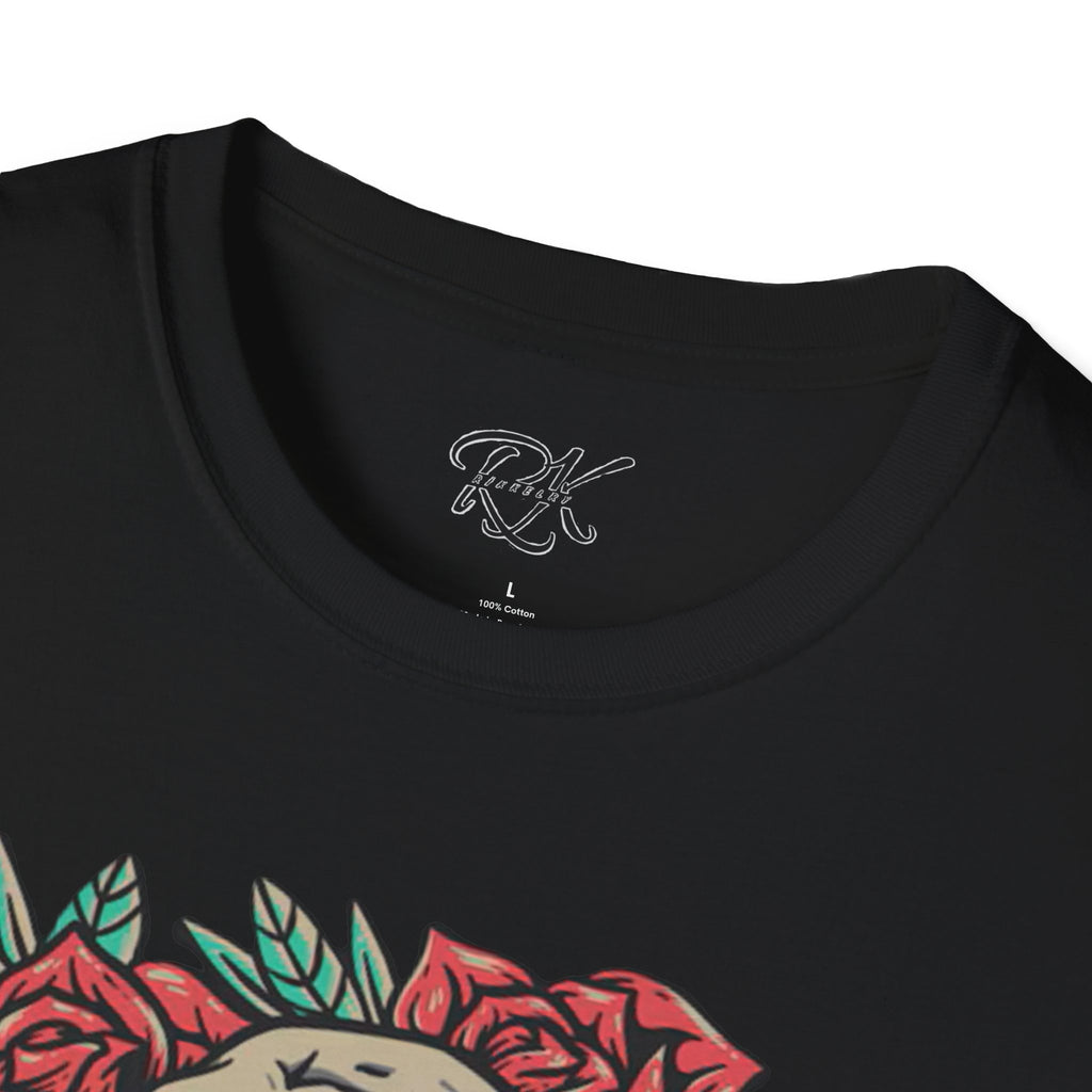 Skull & Roses Graphic T-Shirt | Edgy Casual Wear, Halloween Outfit, Gift for Friends, Festival Style, Unisex Shirt