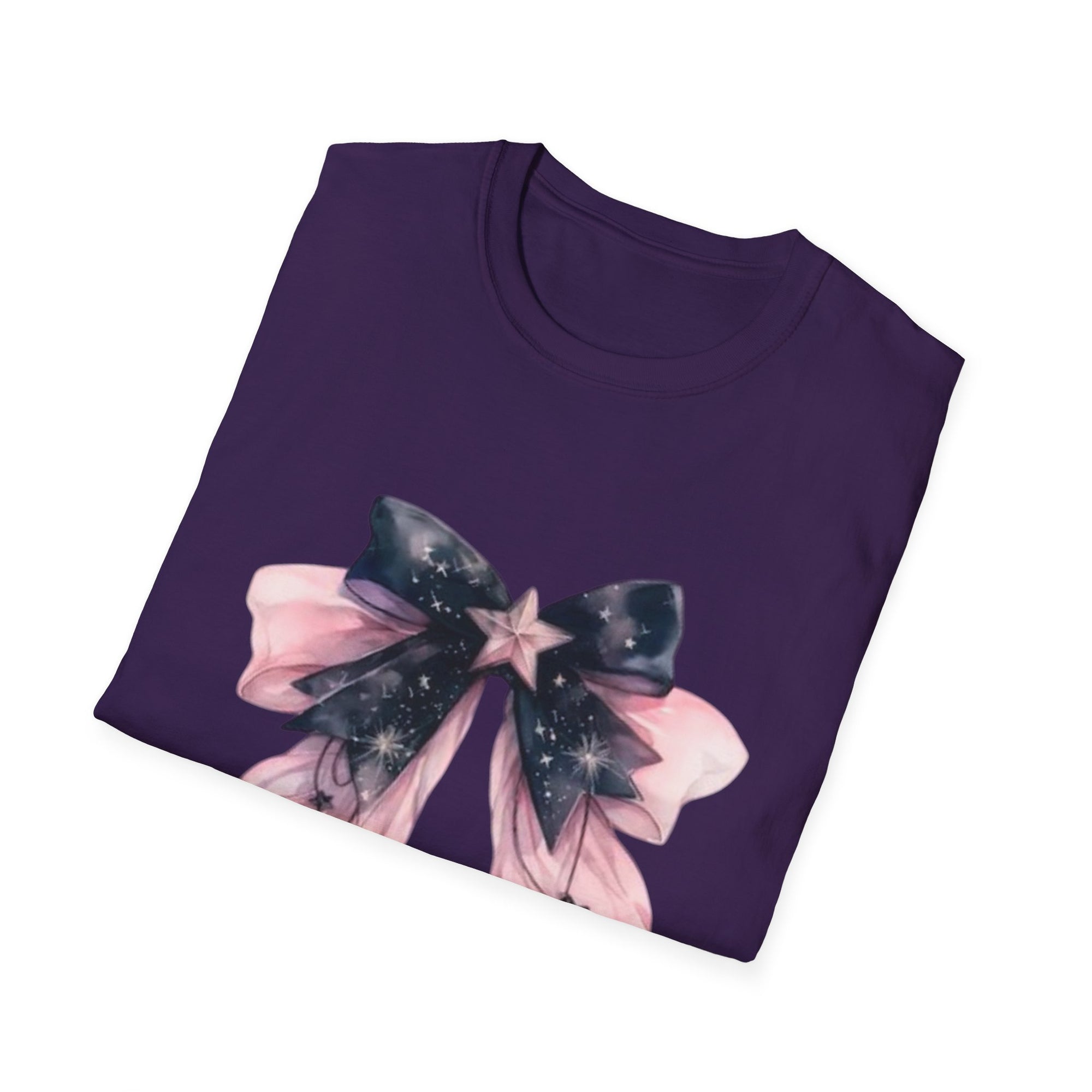Whimsical Starry Bow T-Shirt, Cute Graphic Tee, Casual Wear, Gift for Her, Summer Fashion, Birthday Present