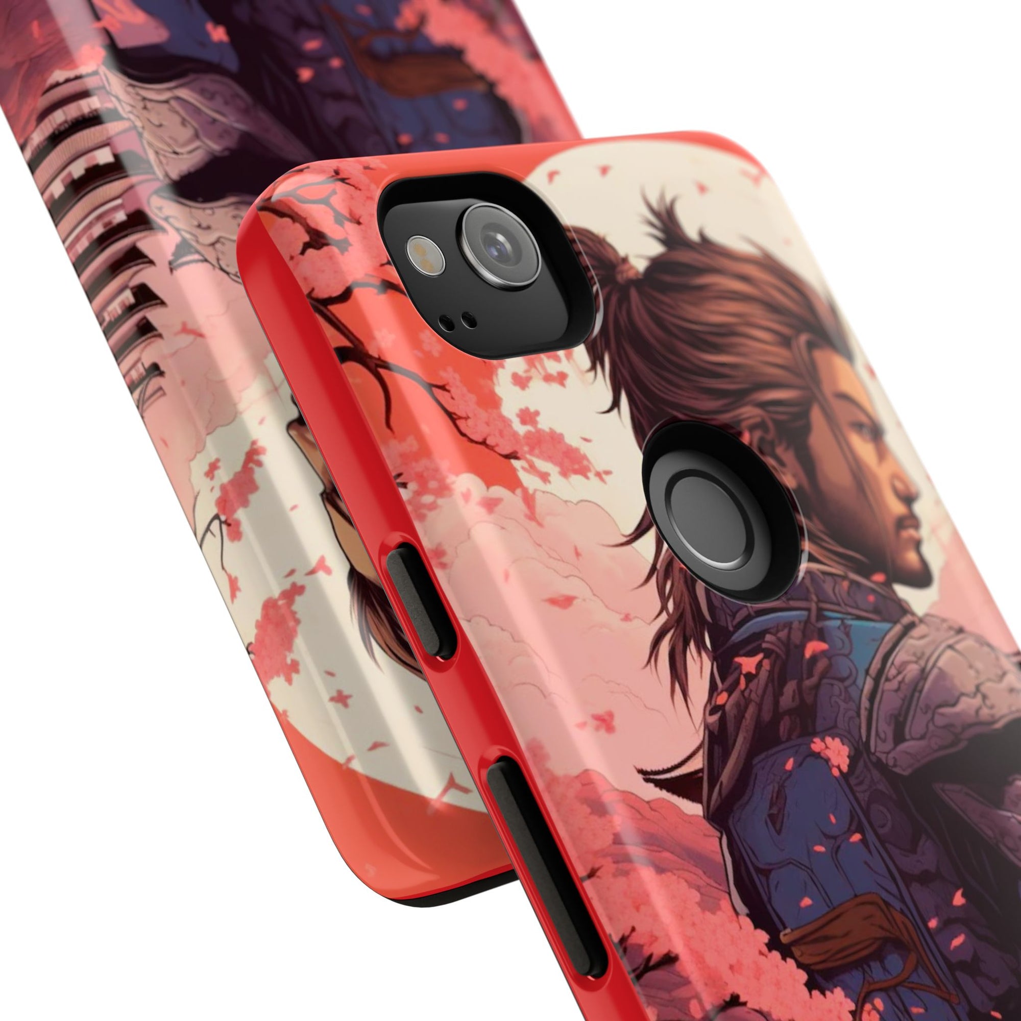 Samurai Phone Case, Tough Cases for Men, Cherry Blossom Art, Gift for Anime Fans, Unique Phone Accessory, Stylish Protection