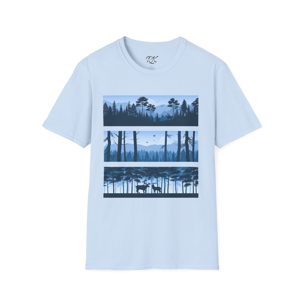 Mountain Landscape Unisex Softstyle T-Shirt | Nature Lover Gift, Outdoor Adventure Tee, Relaxed Fit, Casual Wear, Camping Shirt