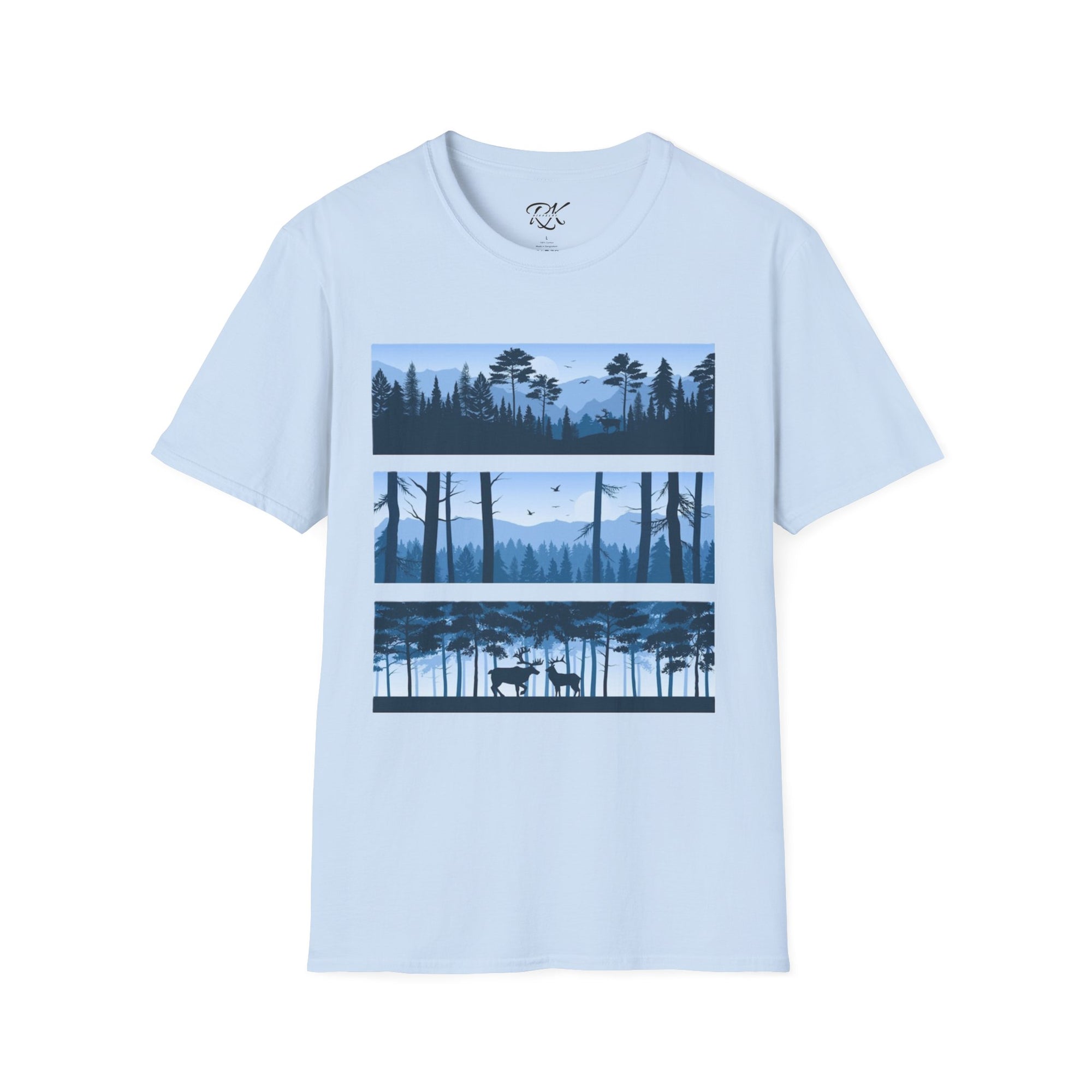 Mountain Landscape Unisex Softstyle T-Shirt | Nature Lover Gift, Outdoor Adventure Tee, Relaxed Fit, Casual Wear, Camping Shirt