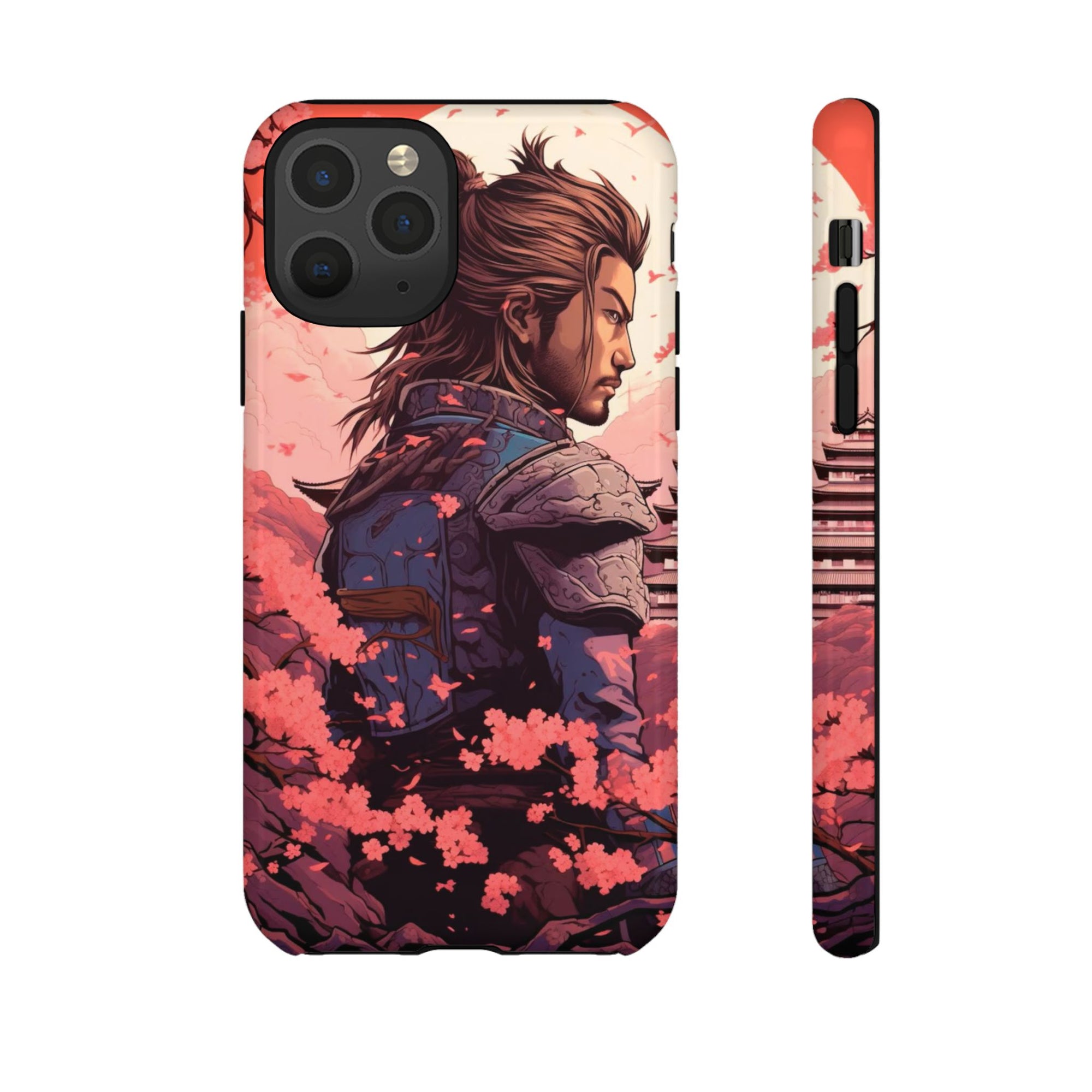 Samurai Phone Case, Tough Cases for Men, Cherry Blossom Art, Gift for Anime Fans, Unique Phone Accessory, Stylish Protection