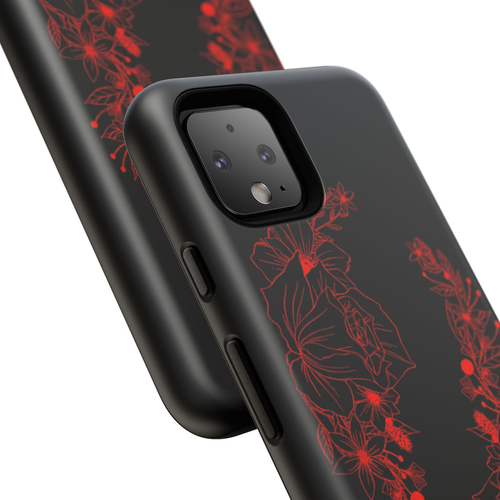 Stylish Floral Phone Case, Tough Phone Cover, Floral Design Case, Gift for Her, Black Phone Accessories