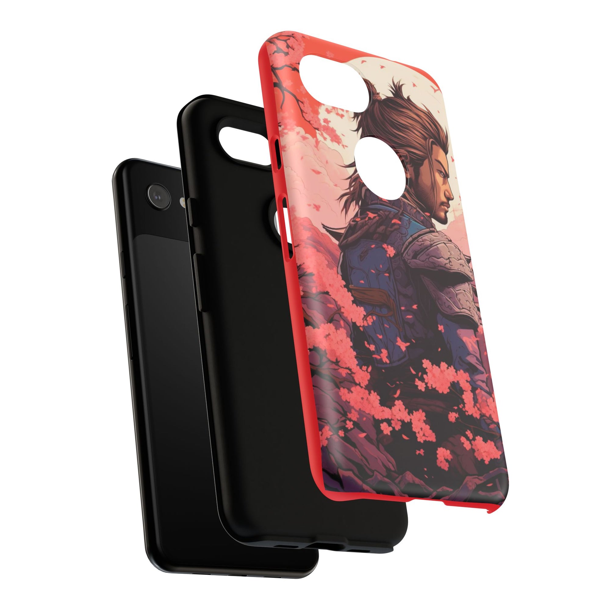 Samurai Phone Case, Tough Cases for Men, Cherry Blossom Art, Gift for Anime Fans, Unique Phone Accessory, Stylish Protection